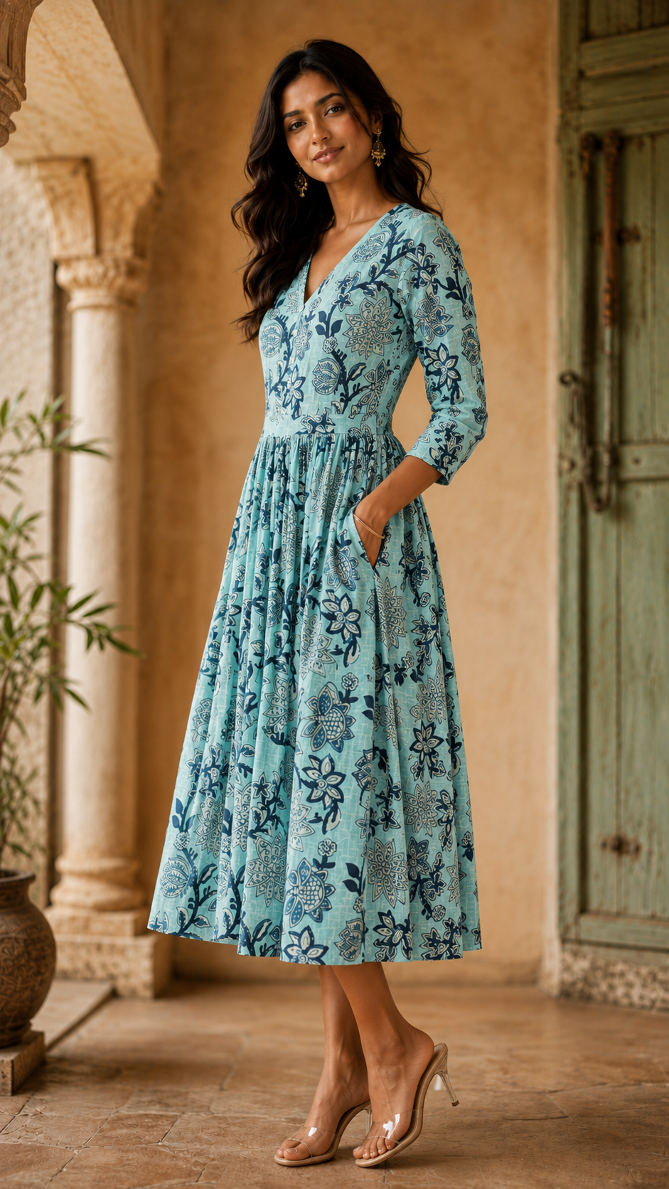 Sky Blue Cotton Midi