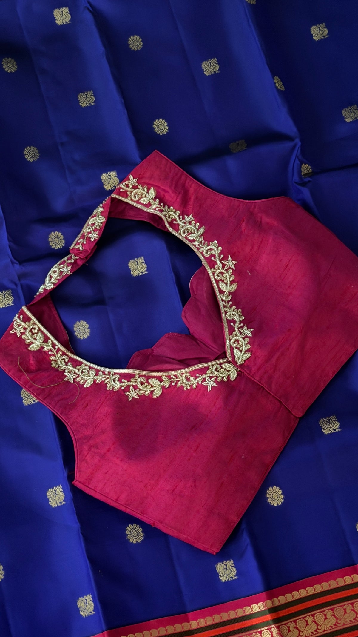 Magenta-Pink Raw Silk Blouse