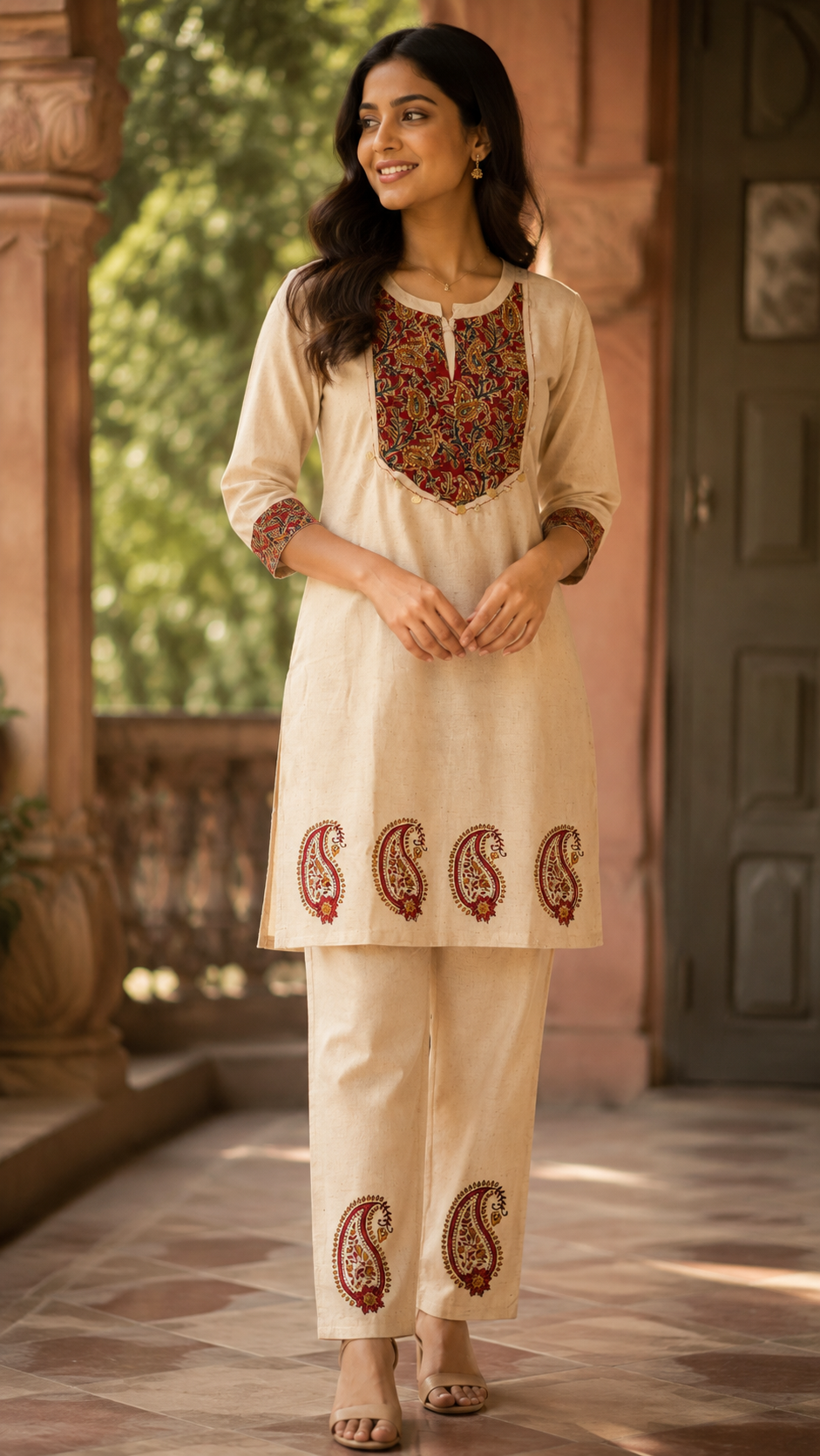 Beige Cotton Co-Ord Set