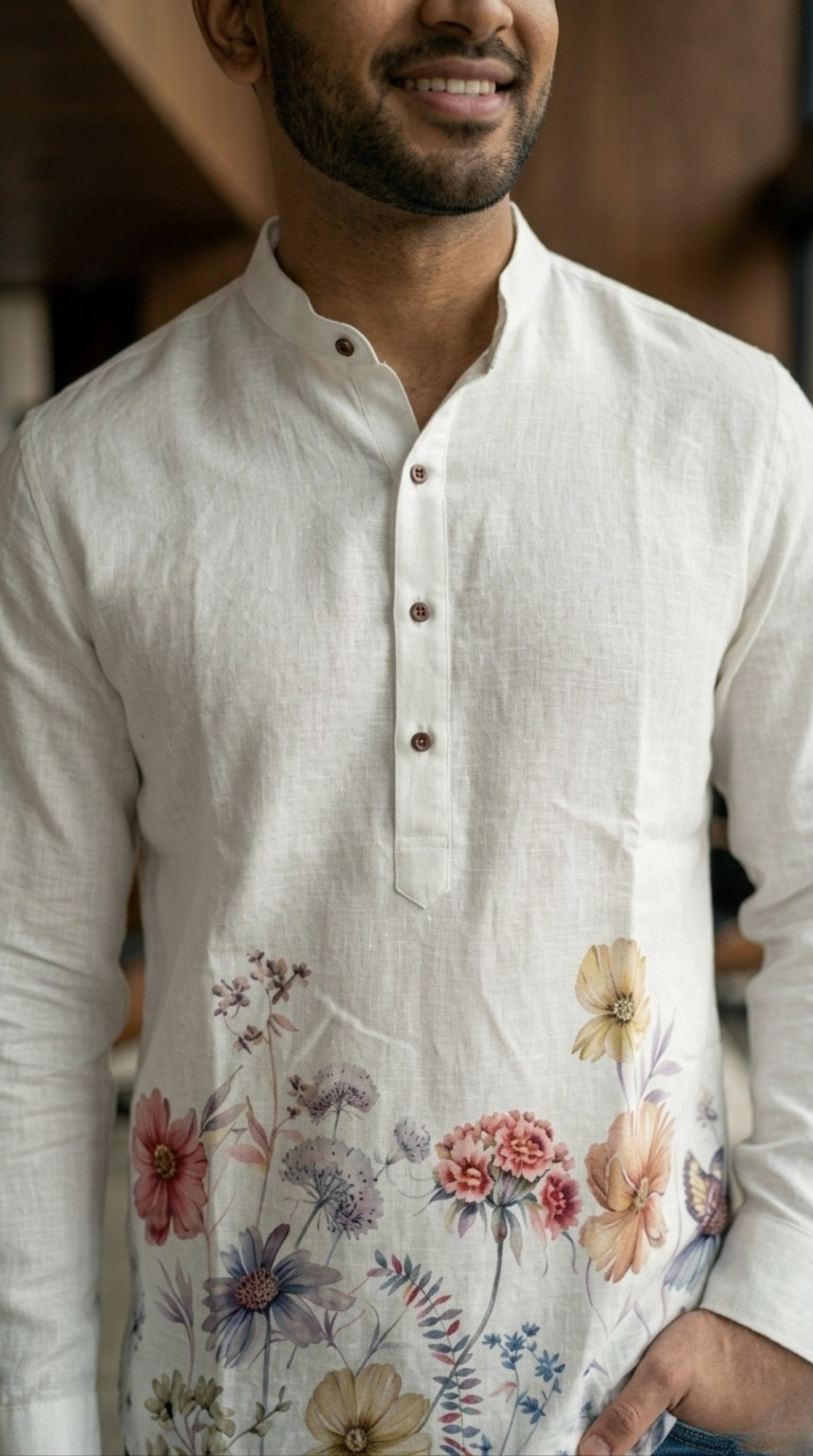White Linen Short Kurta
