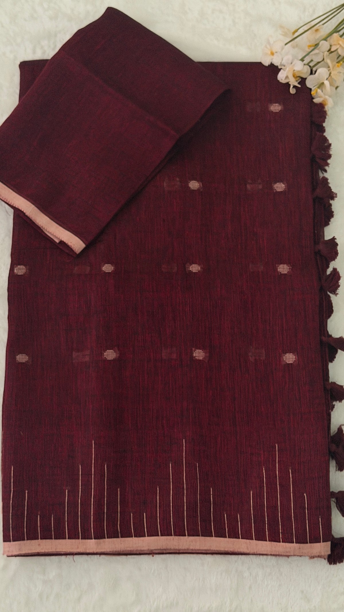 Maroon Linen Saree