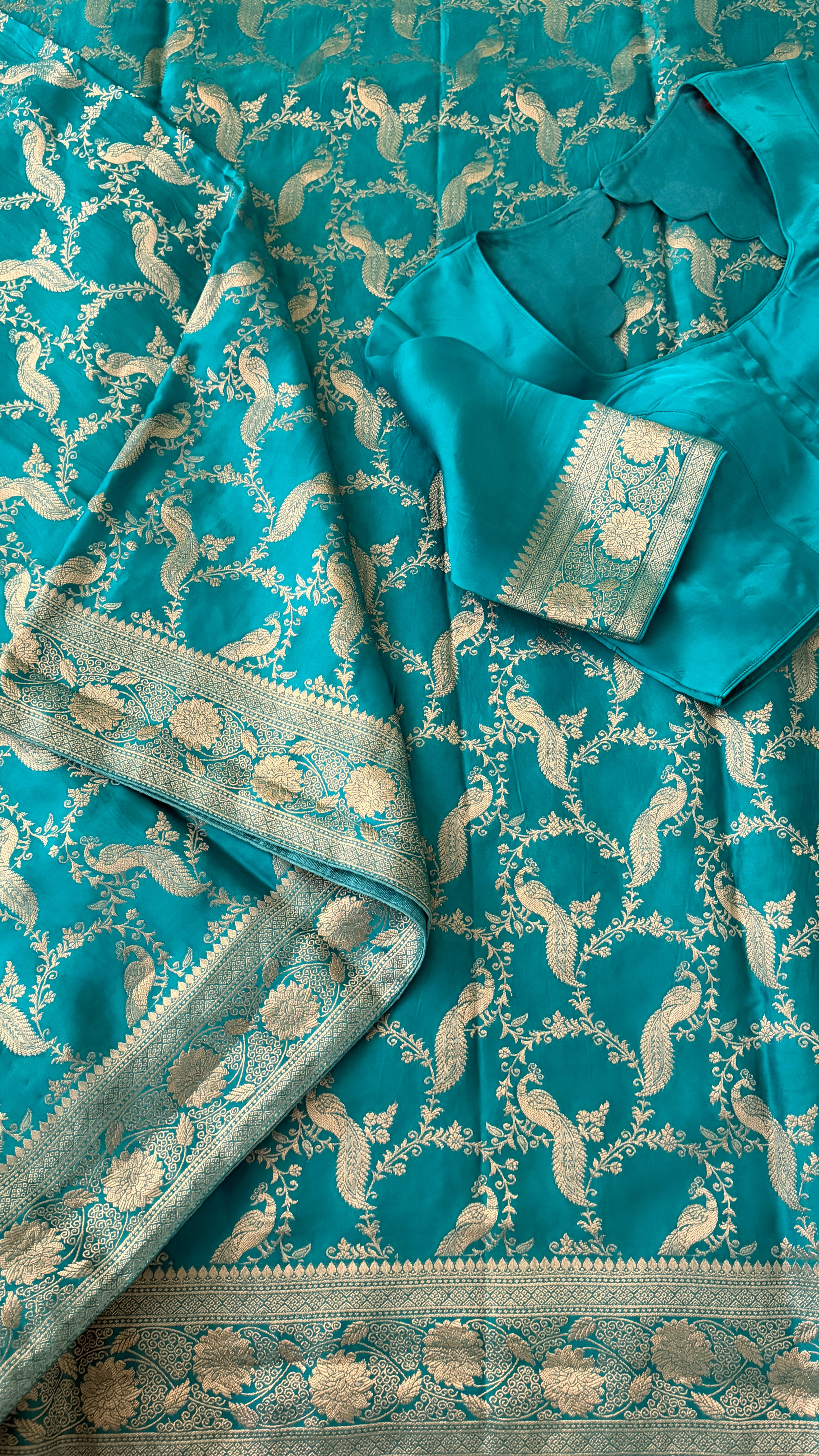 Blue Banarasi Satin Silk Saree