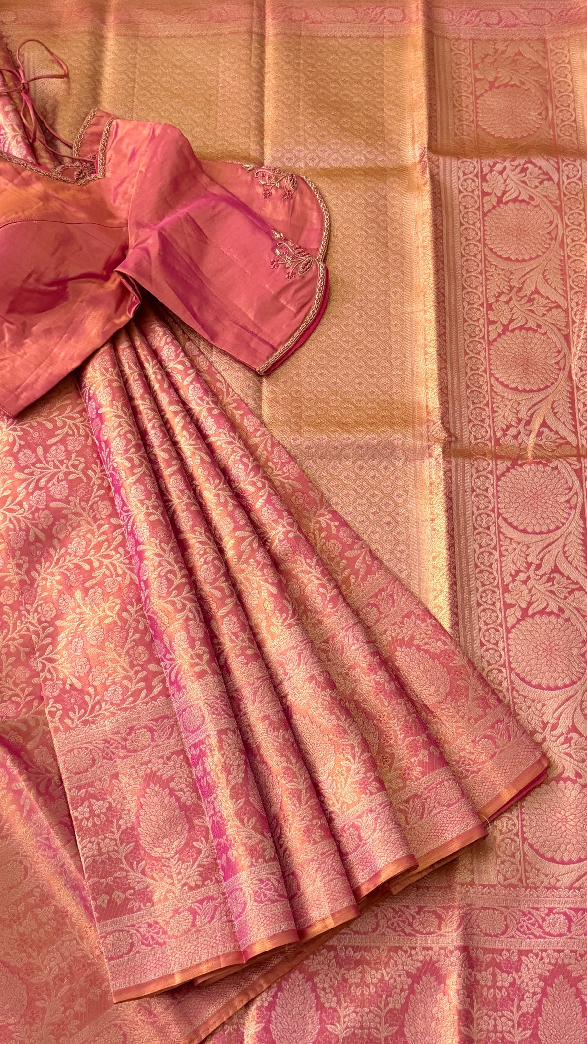 Rose Pink Kanchi Silk Saree