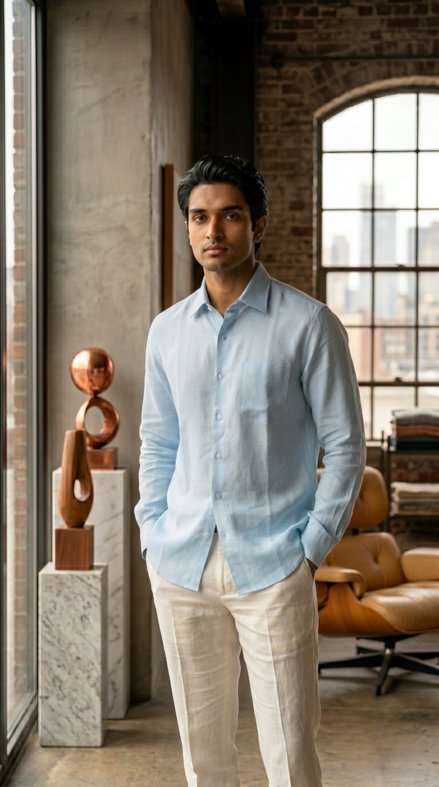 Sapphire Blue Linen Shirt