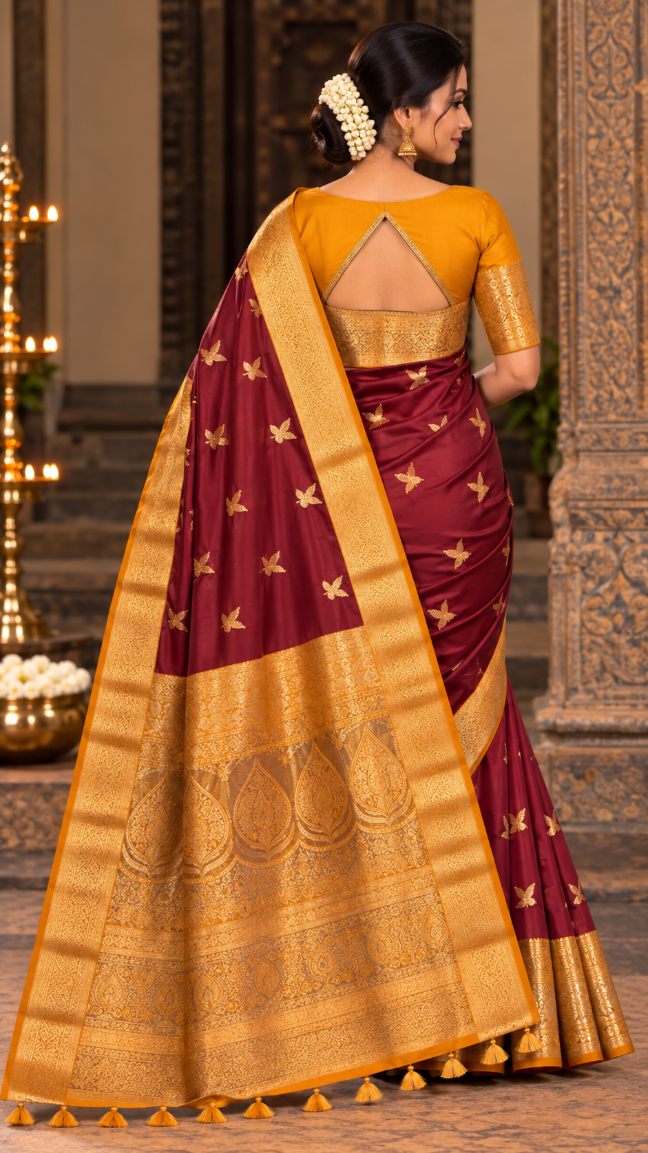 Maroon Kanchi Silk Saree