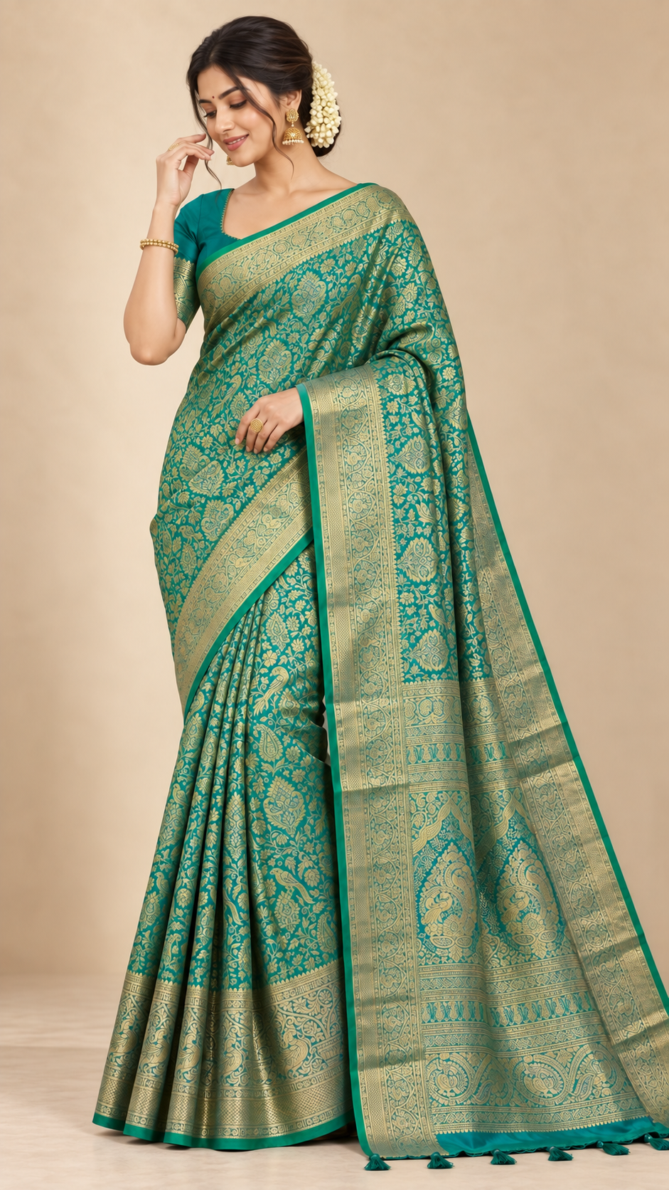 Sea Green Kanchi Silk Saree