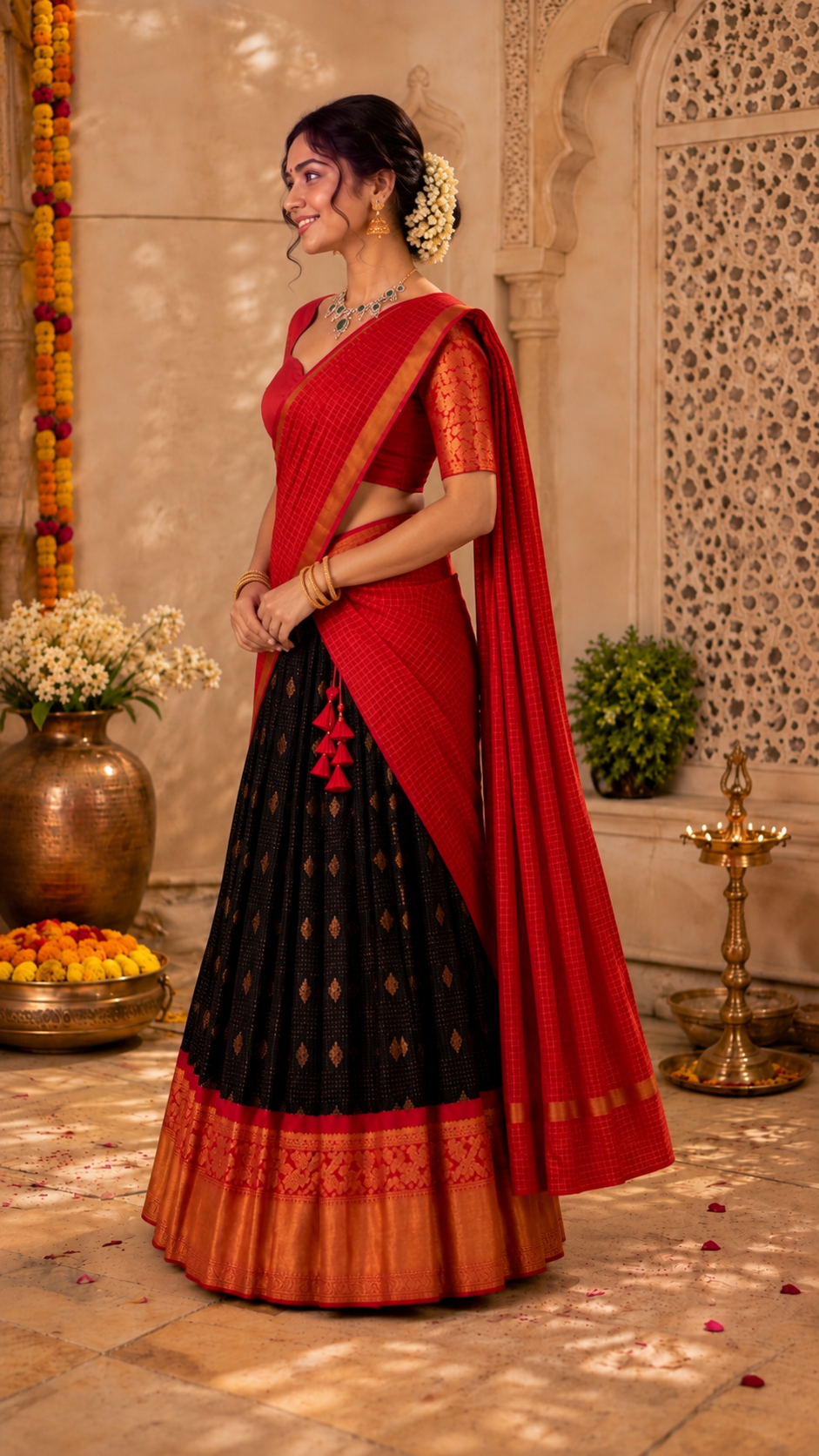 Navy Kuppadam Silk Langa Voni