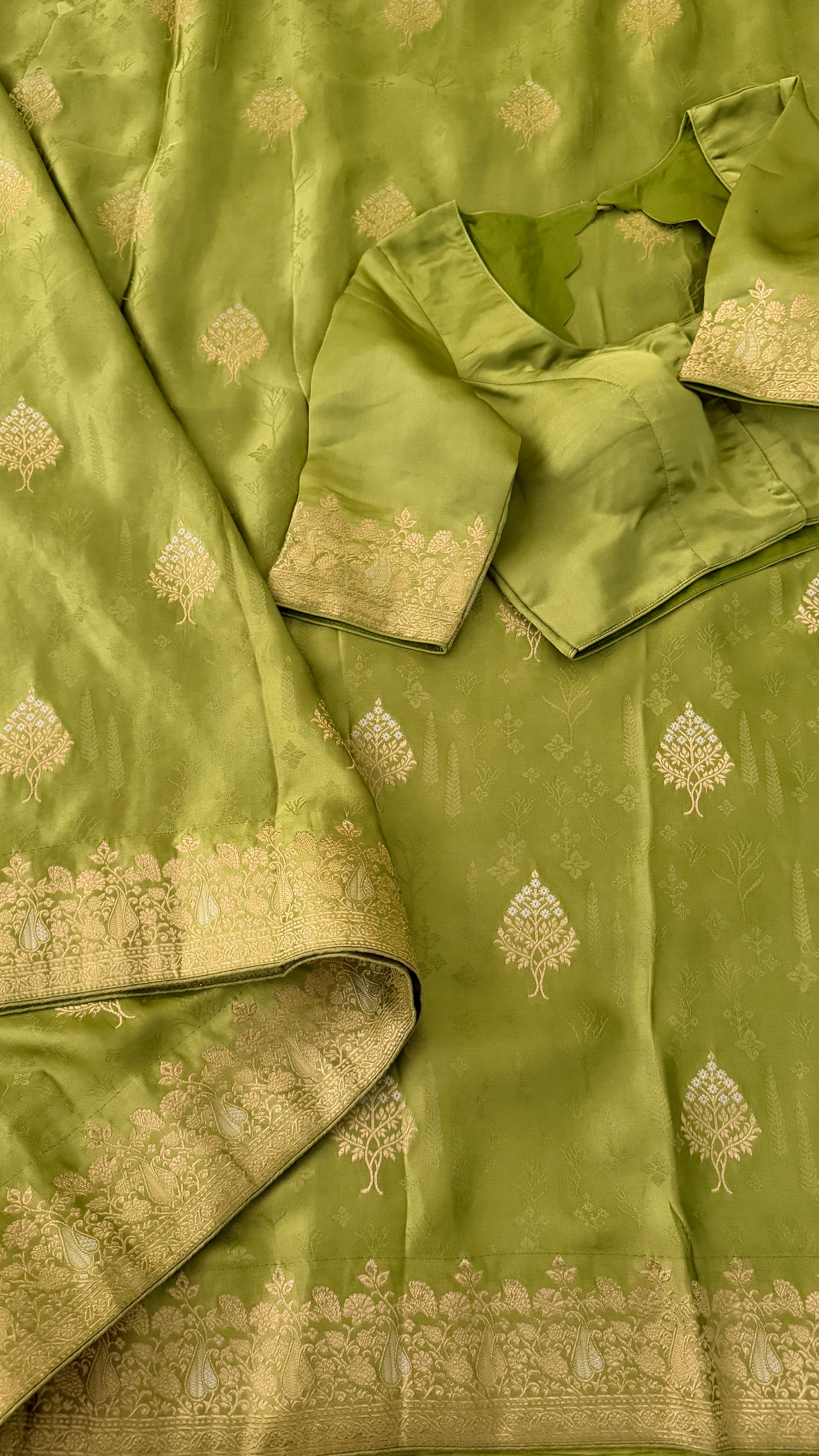 Green Banaras Satin Saree