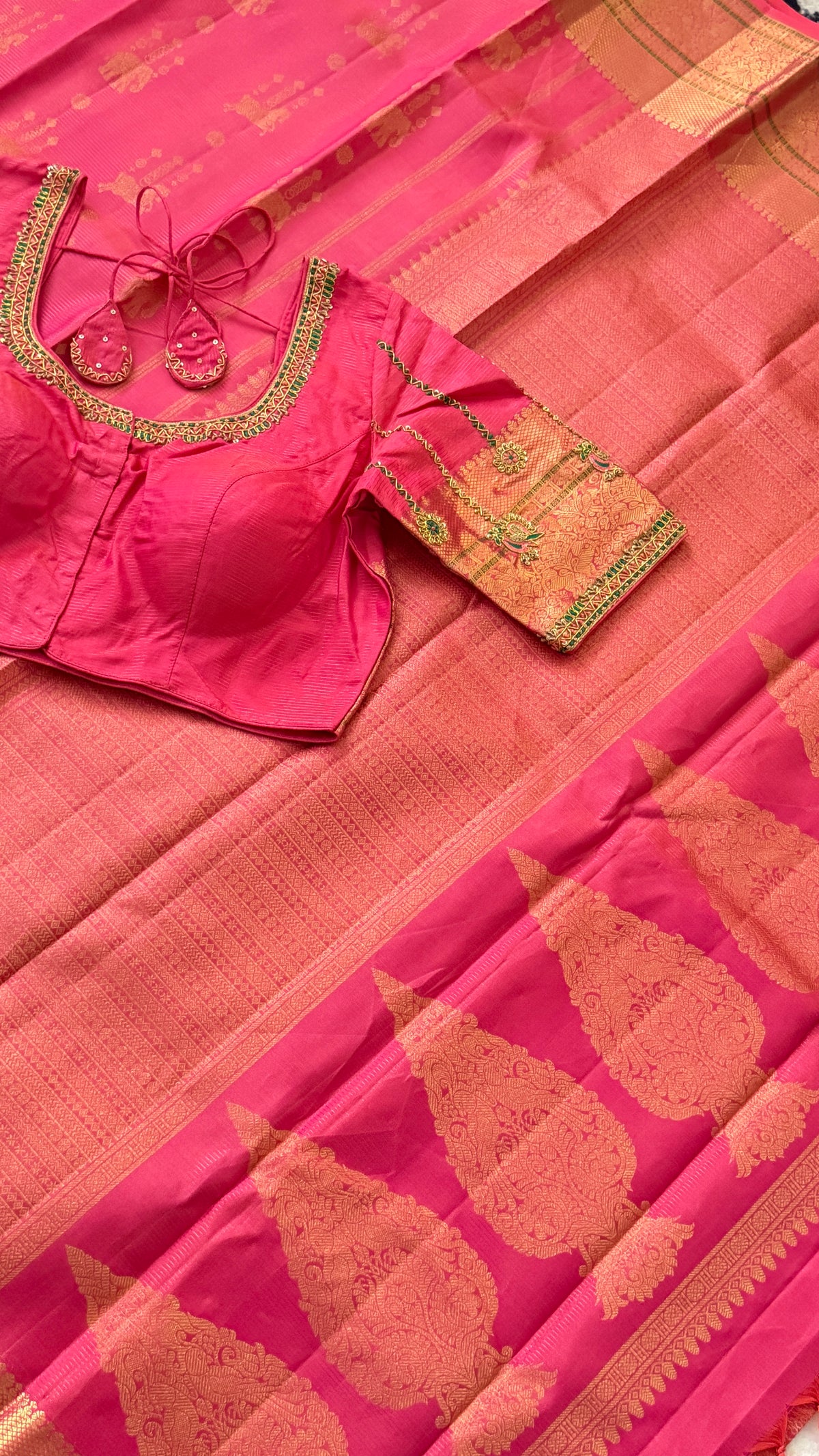 Hot Pink Kanchi Silk Saree