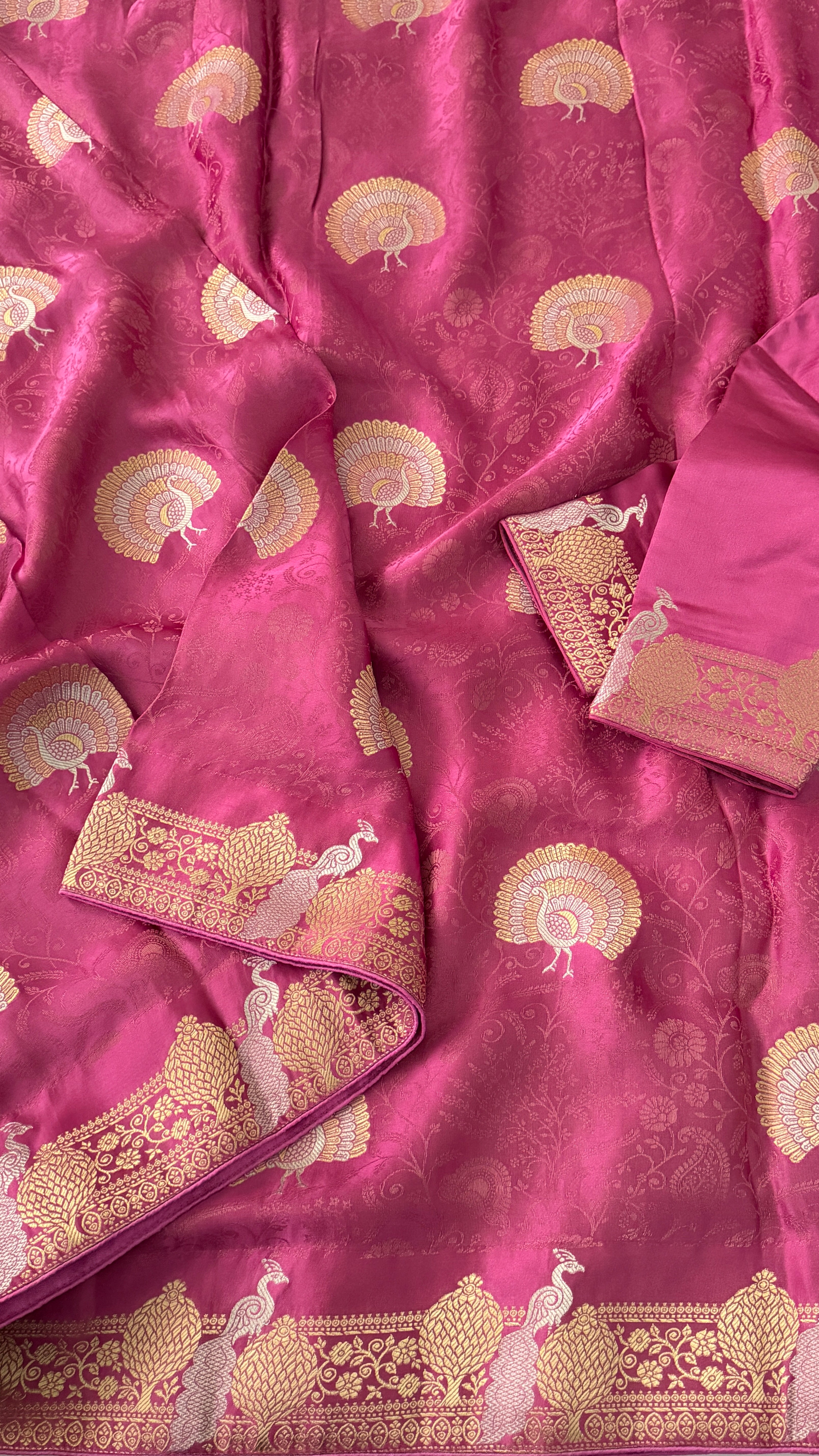 Mauve Banaras Satin SIlk Saree