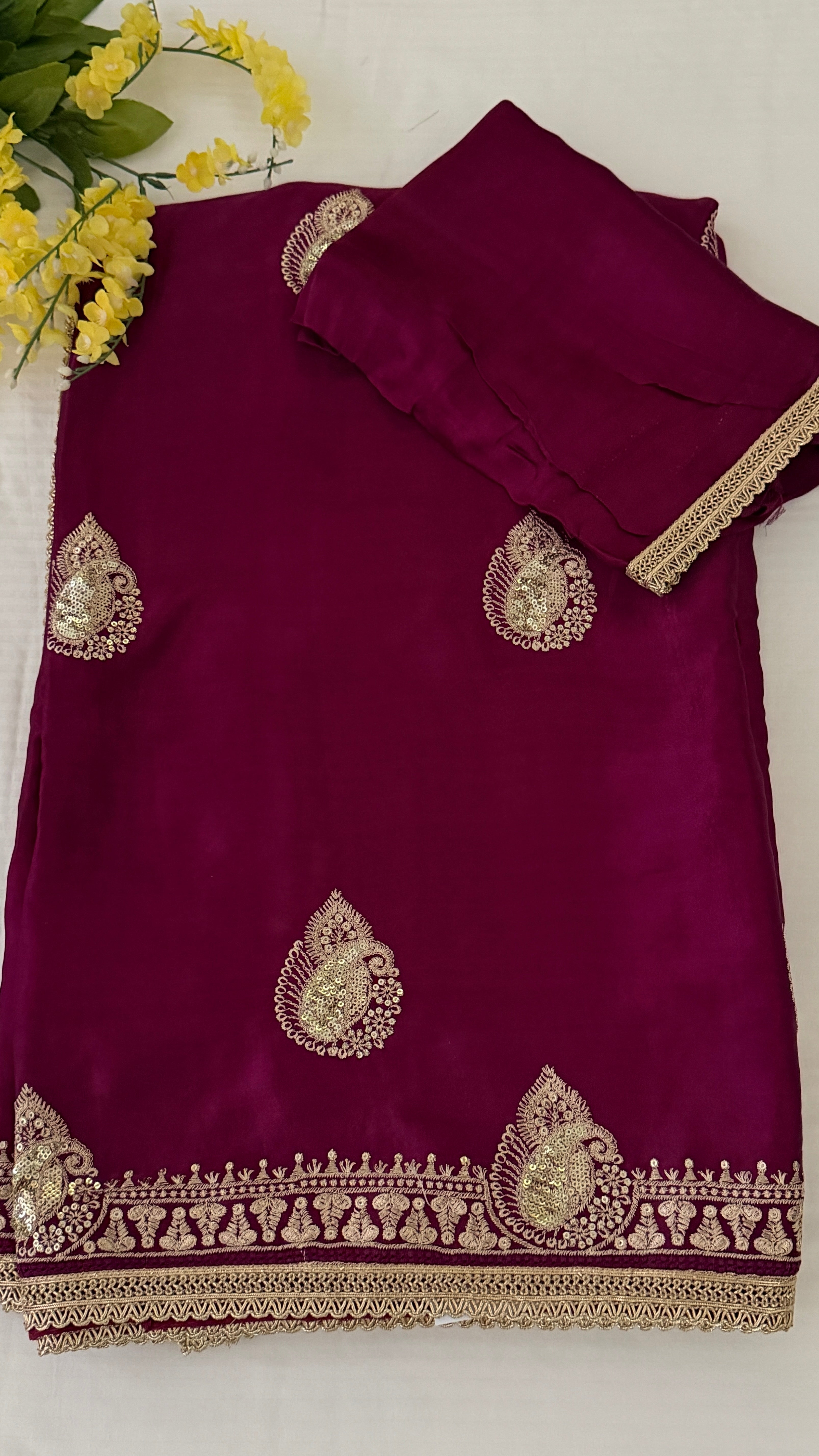 Wine Gaji Silk Saree