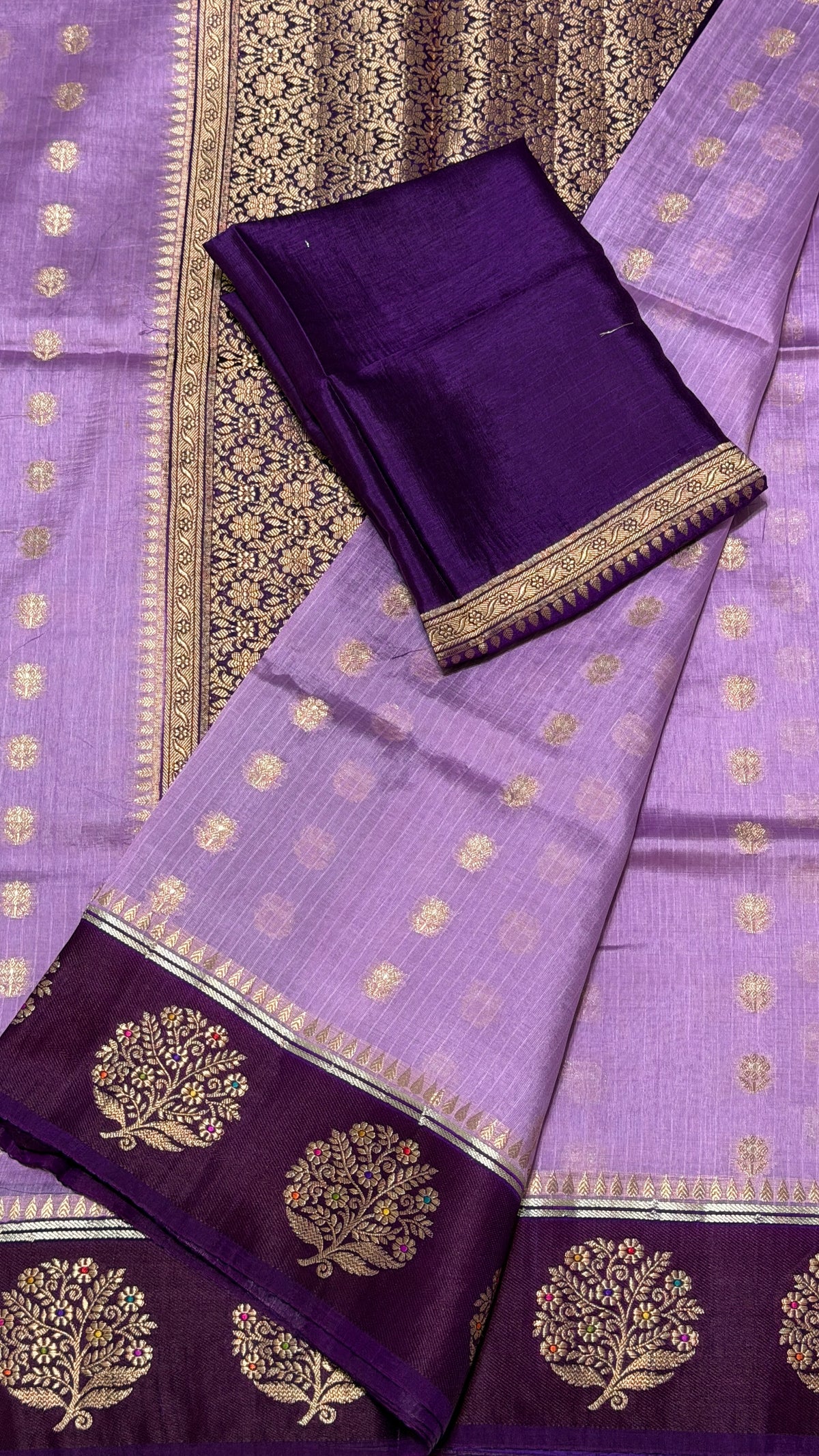 Lavender Viscode Beneras Silk Saree