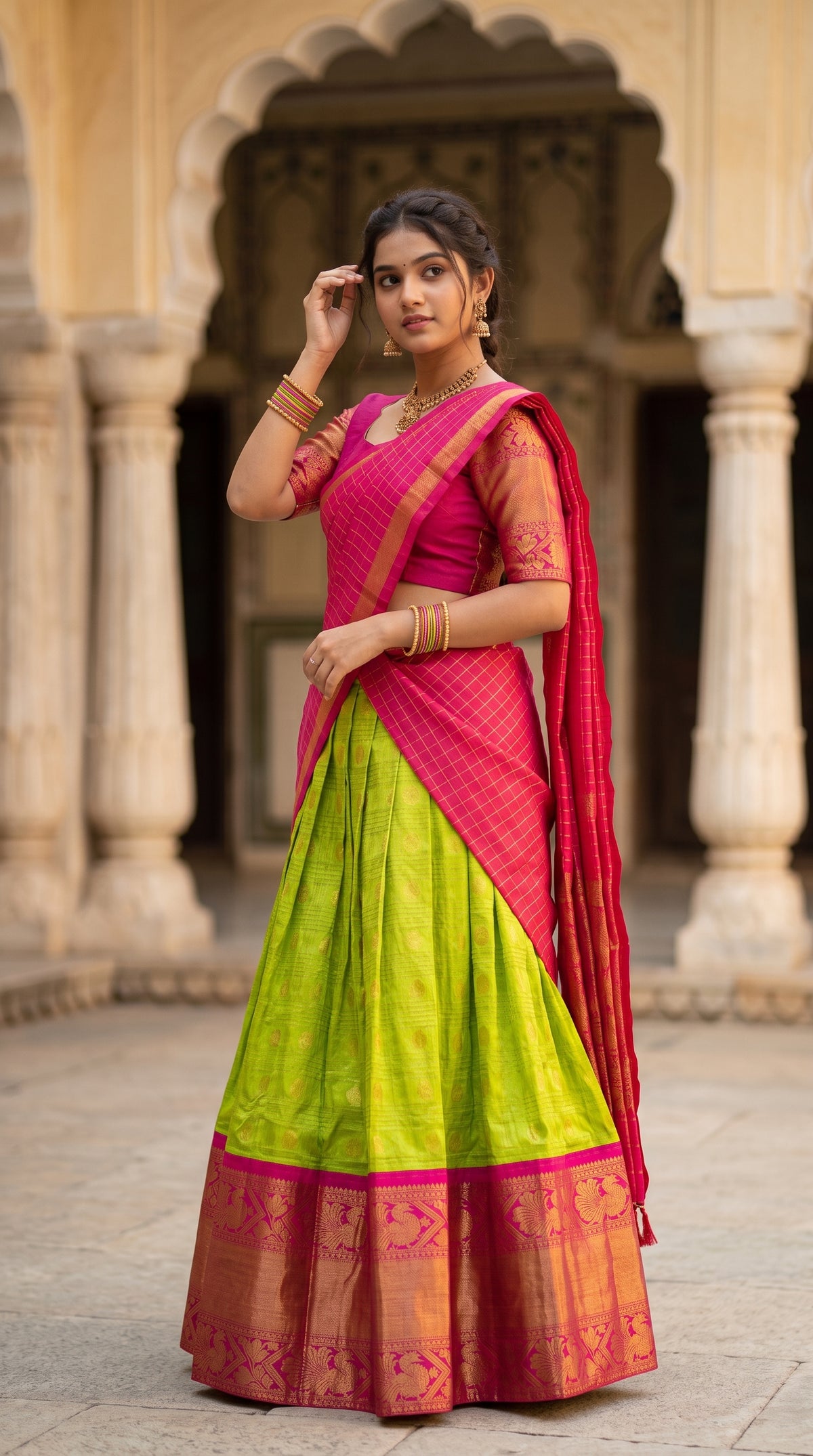 Green Kuppadam Silk Langa Voni
