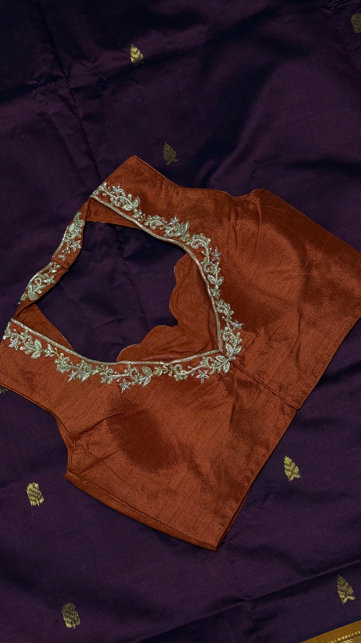 Burnt Orange Raw Silk Blouse