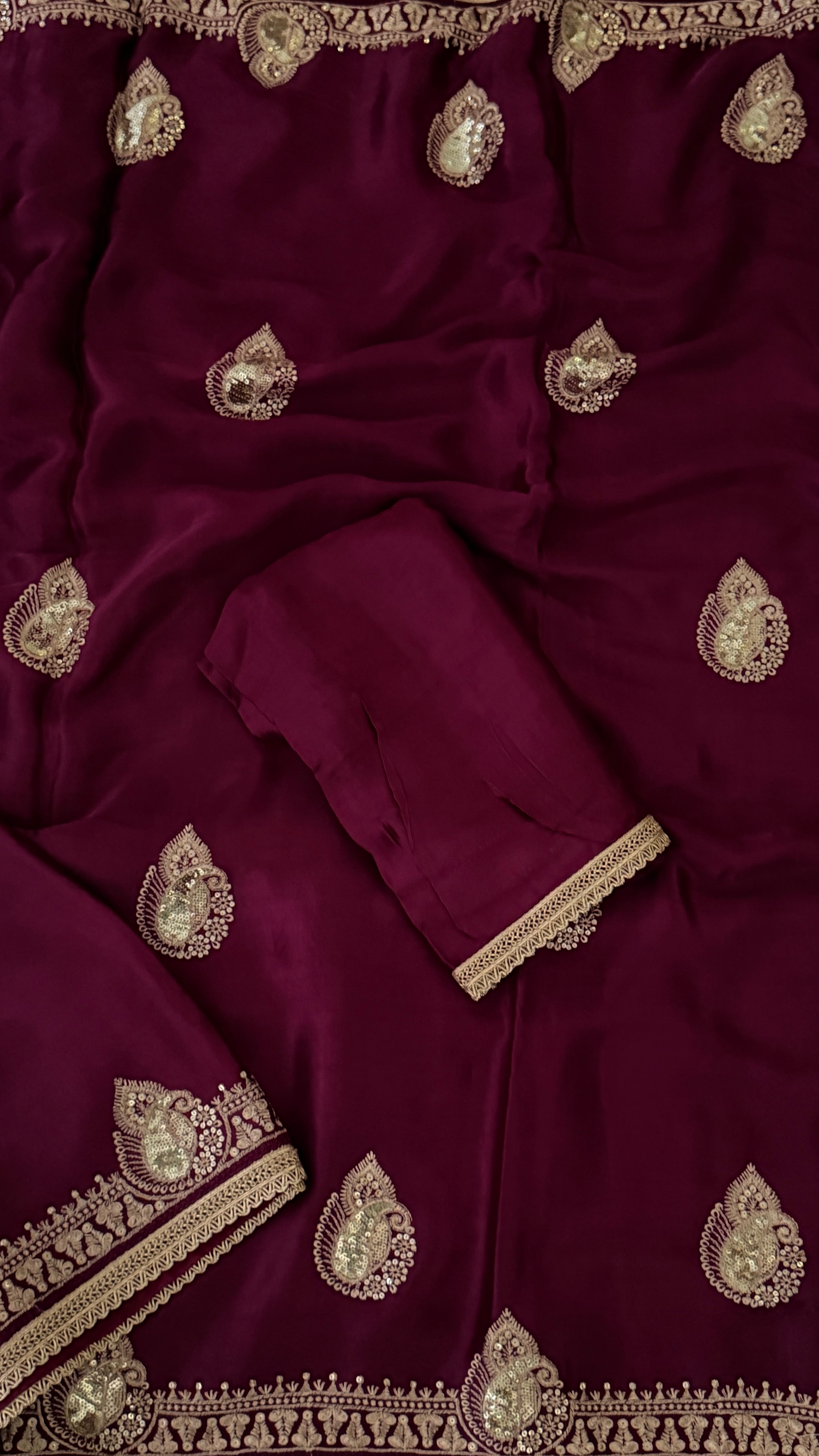 Wine Gaji Silk Saree