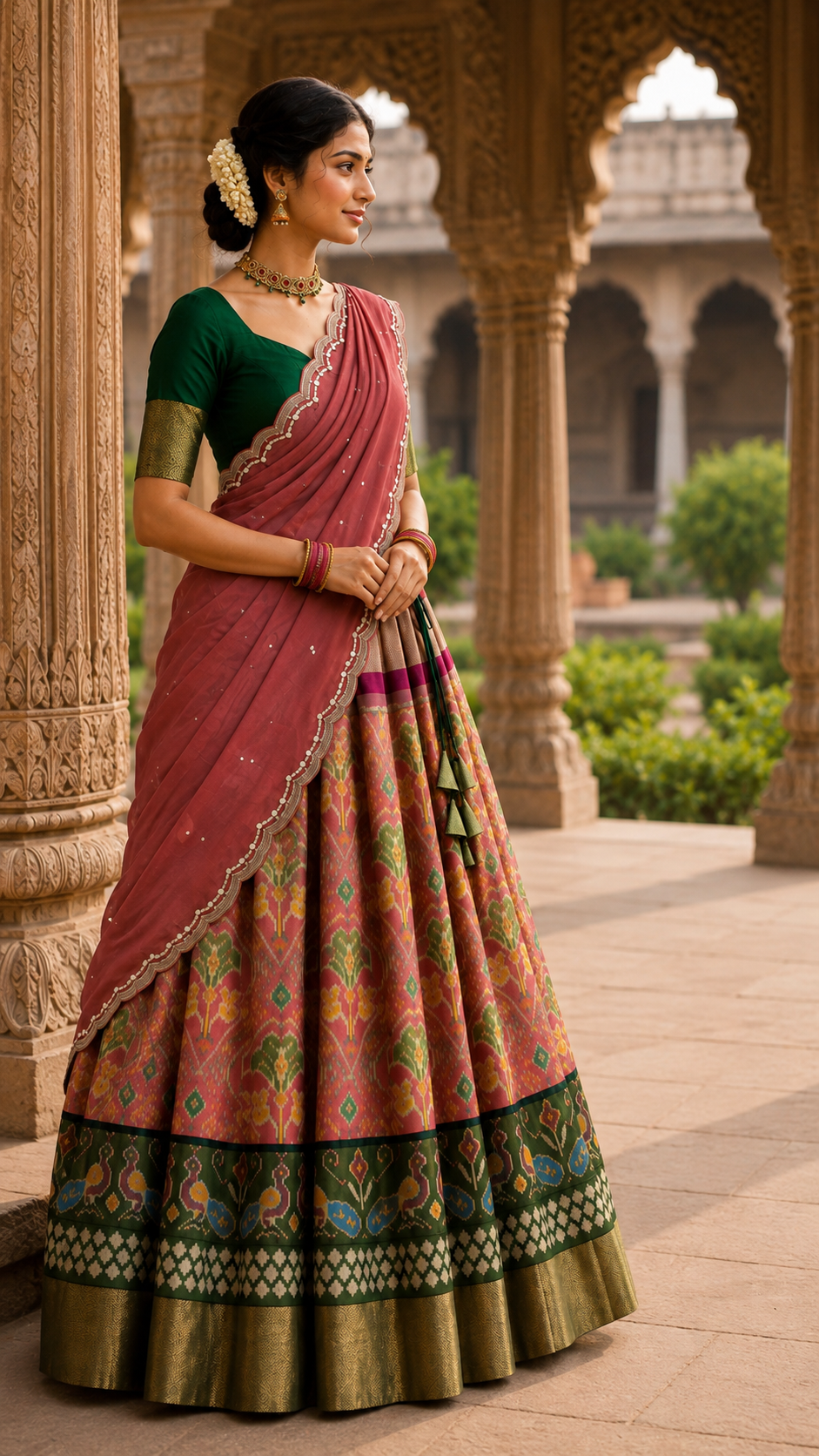 Mauve Pochampally Silk Langa Voni