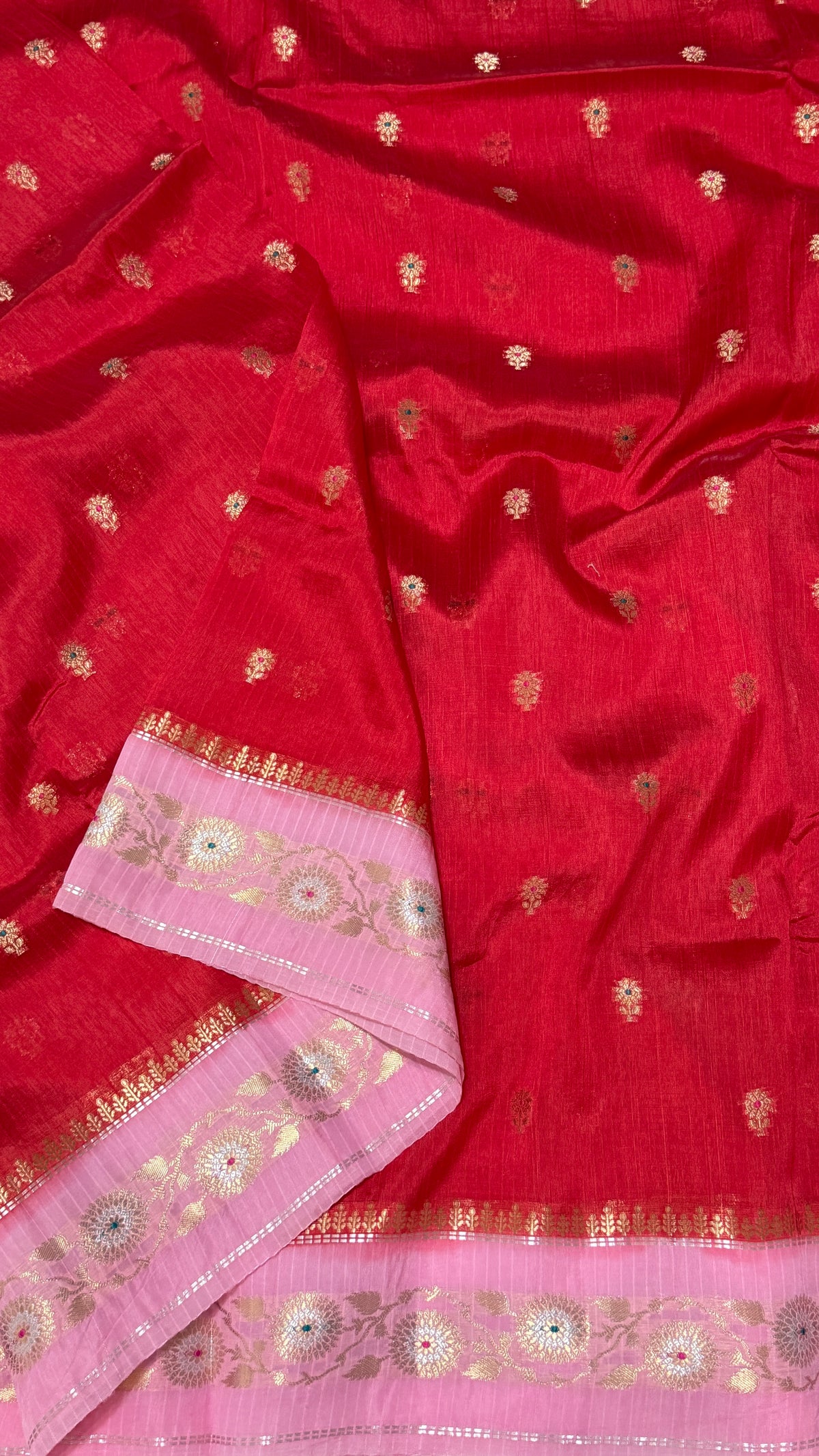 Red Viscose Beneras Silk Saree