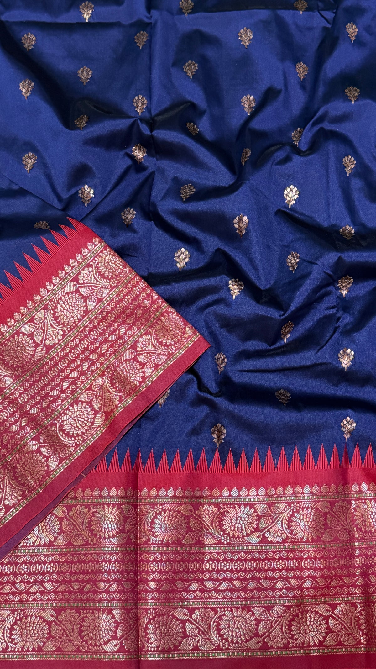 Navy Blue Semi Silk Saree