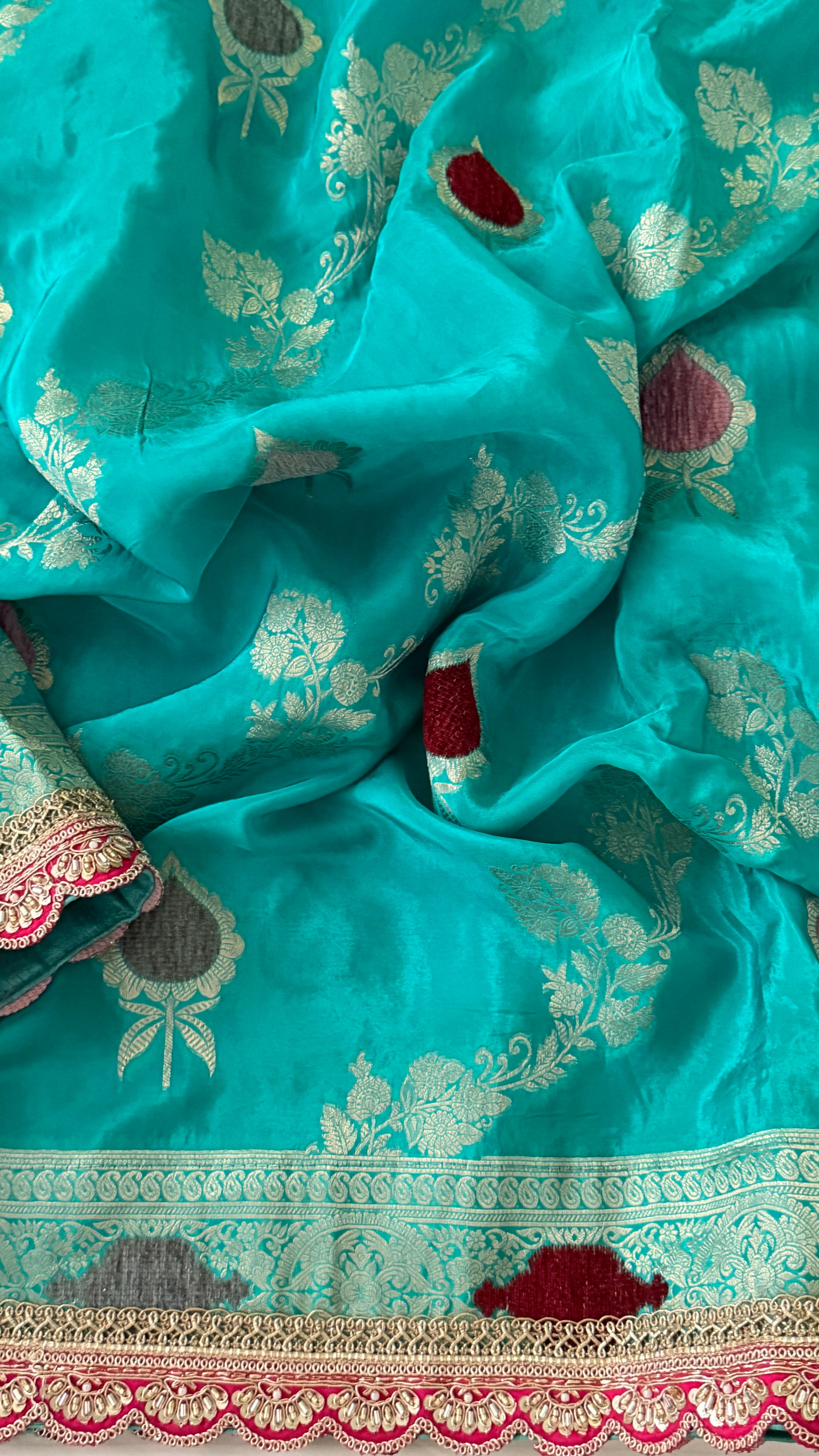 Blue Munga Silk Saree