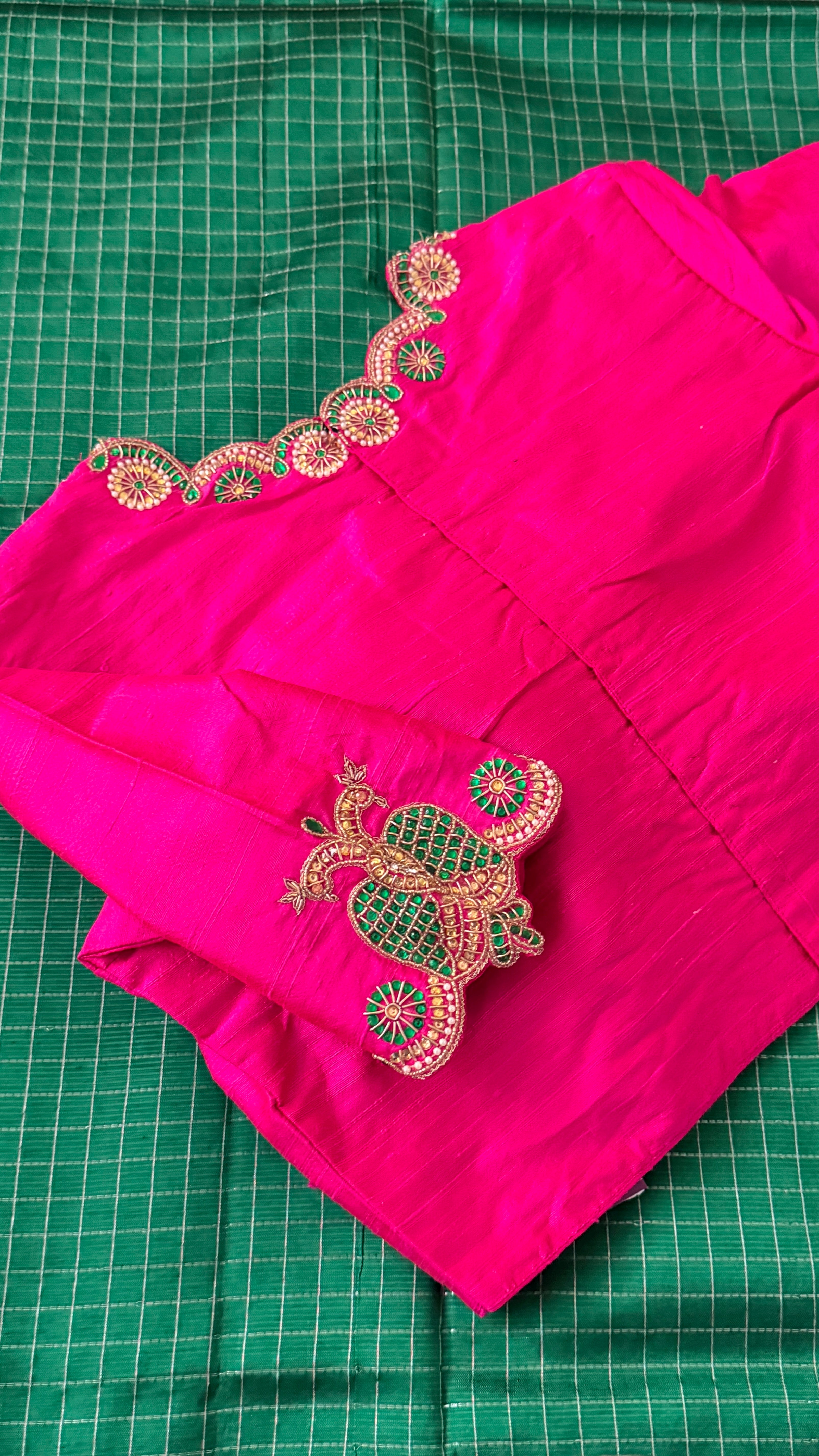 Hot Pink High-Neck Jewel Blouse