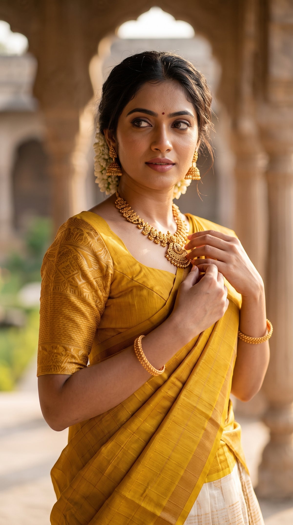 Off White Kuppadam Silk Langa Voni