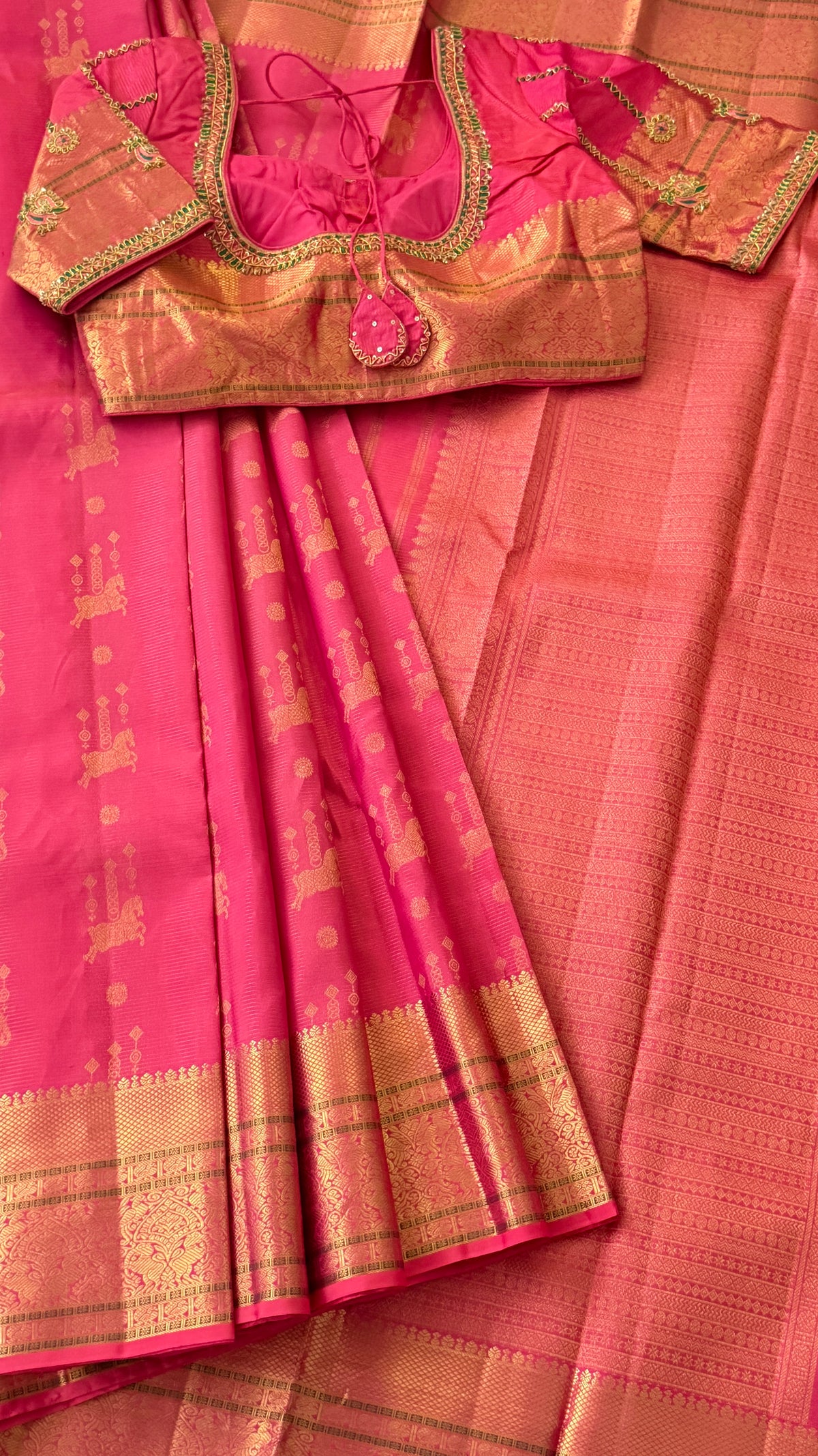 Hot Pink Kanchi Silk Saree