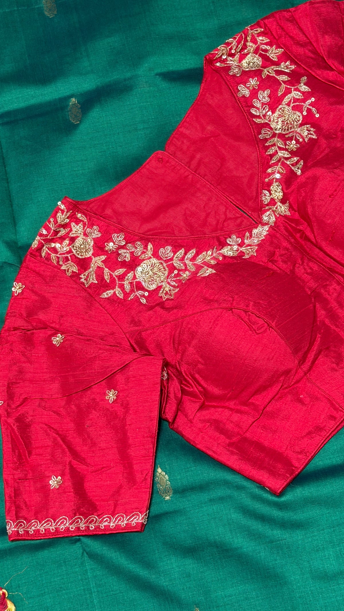 Red Raw Silk Blouse