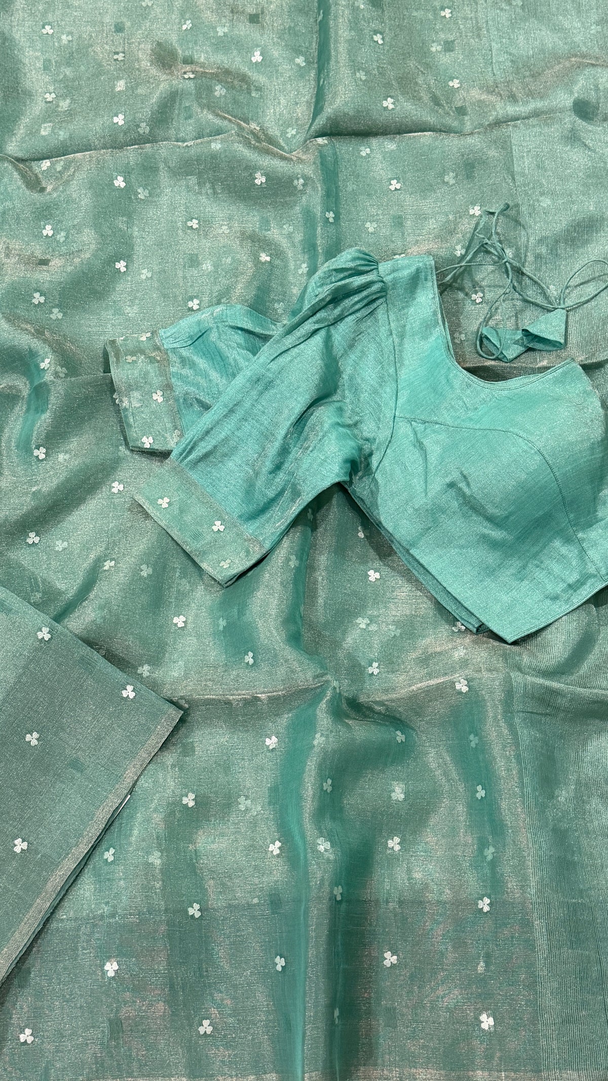 Sea Green Resham Tissue Silk Saree