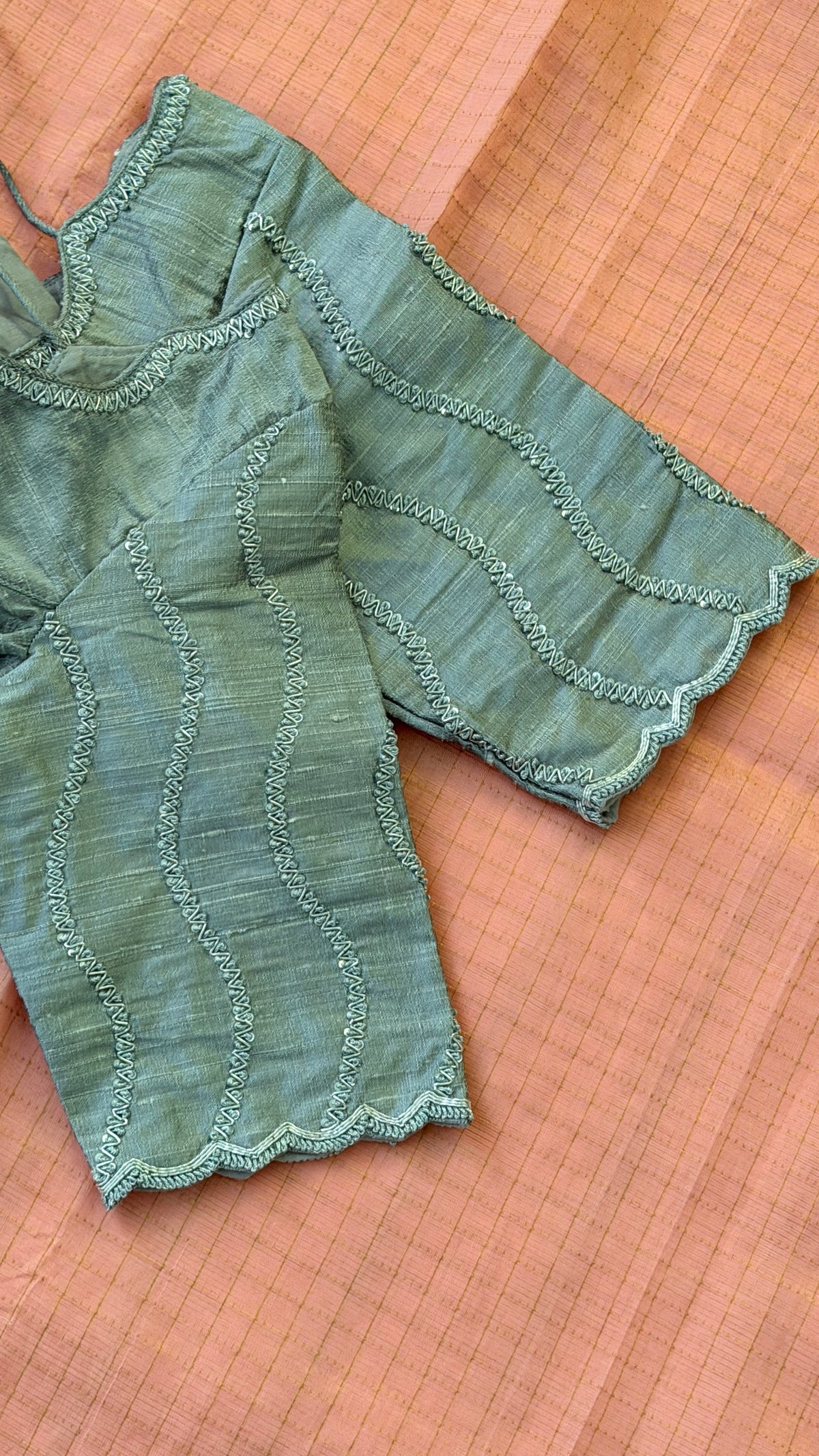 Grey Raw Silk Blouse