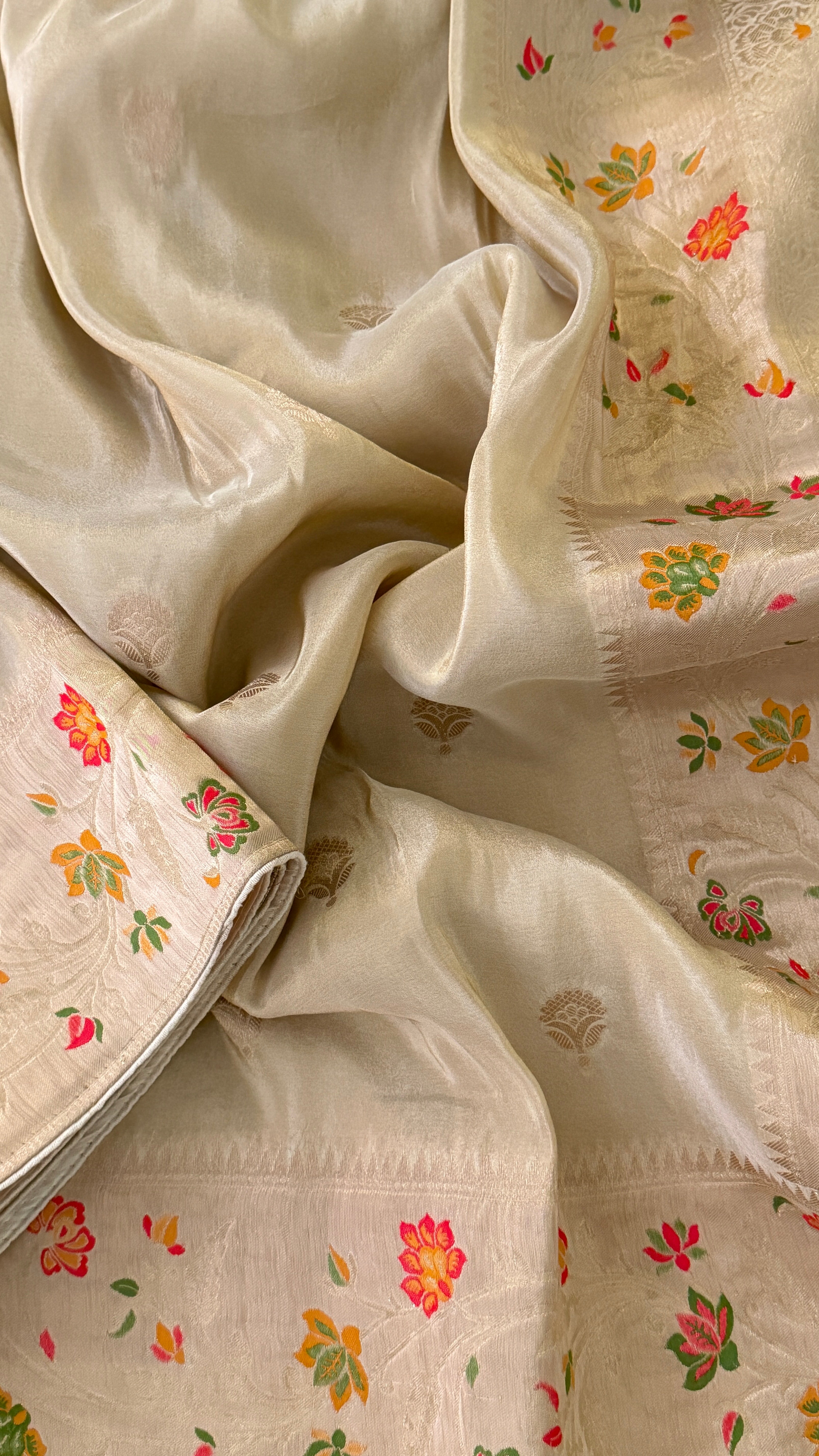 Beige Tissue Silk Saree