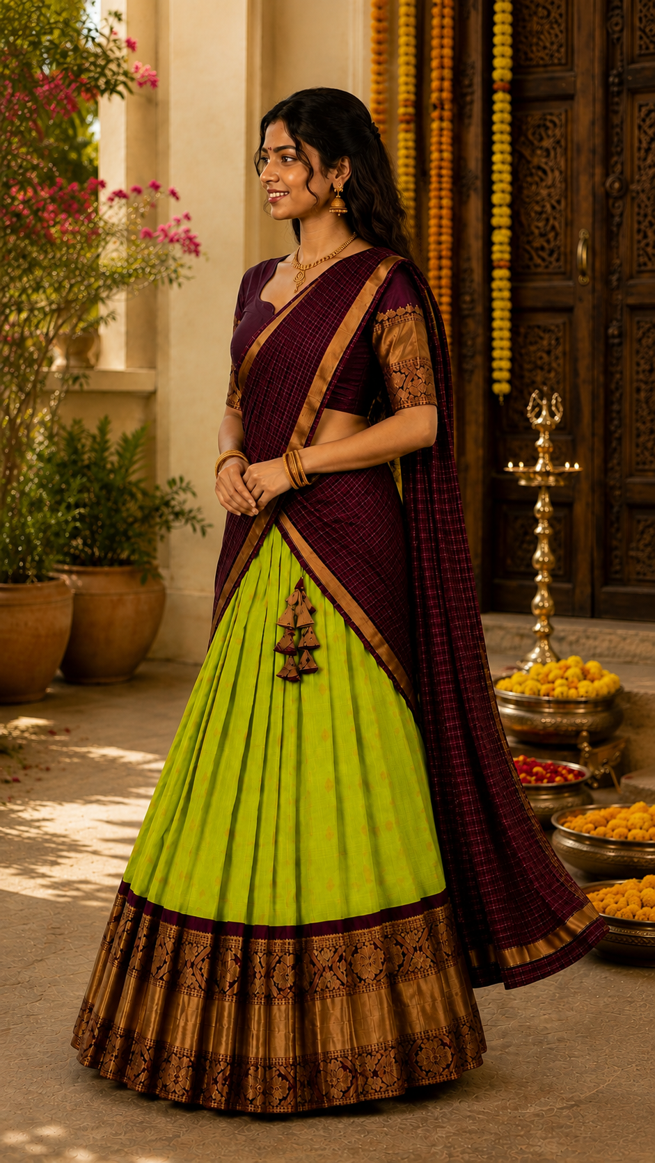 Green Kuppadam Silk Langa Voni