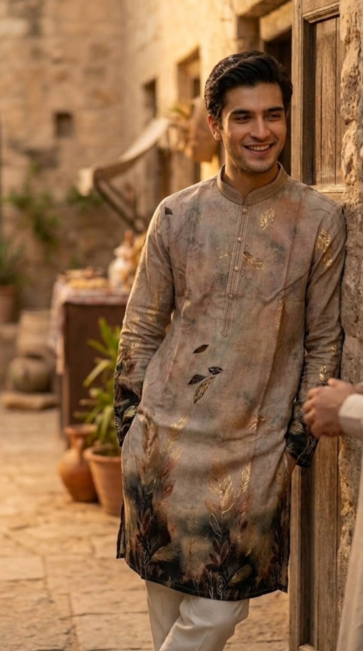 Beige Silk Kurta Set