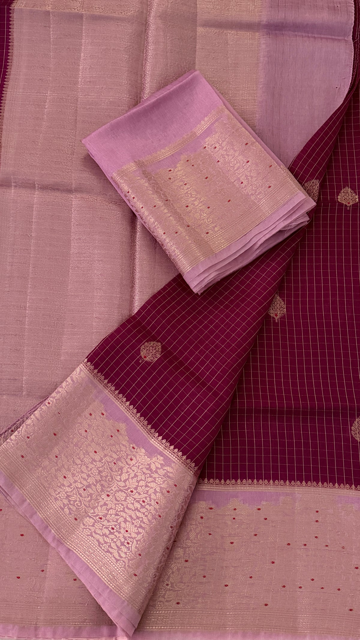 Magenta Viscose Beneras Silk Saree