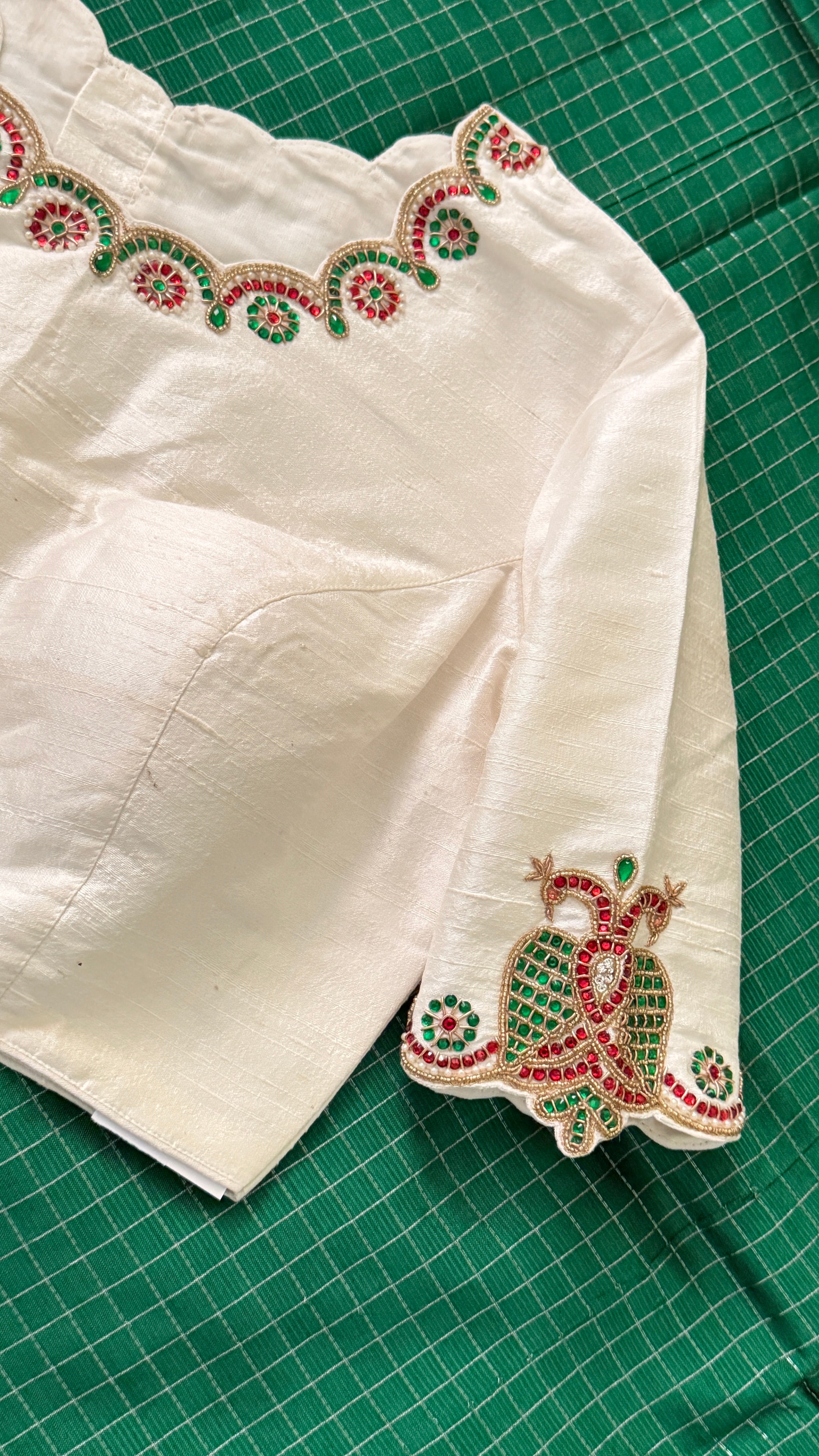 White High-Neck Jewel Blouse