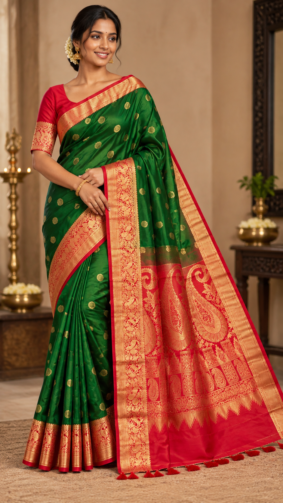 Emerald Green Kanchi Silk Saree