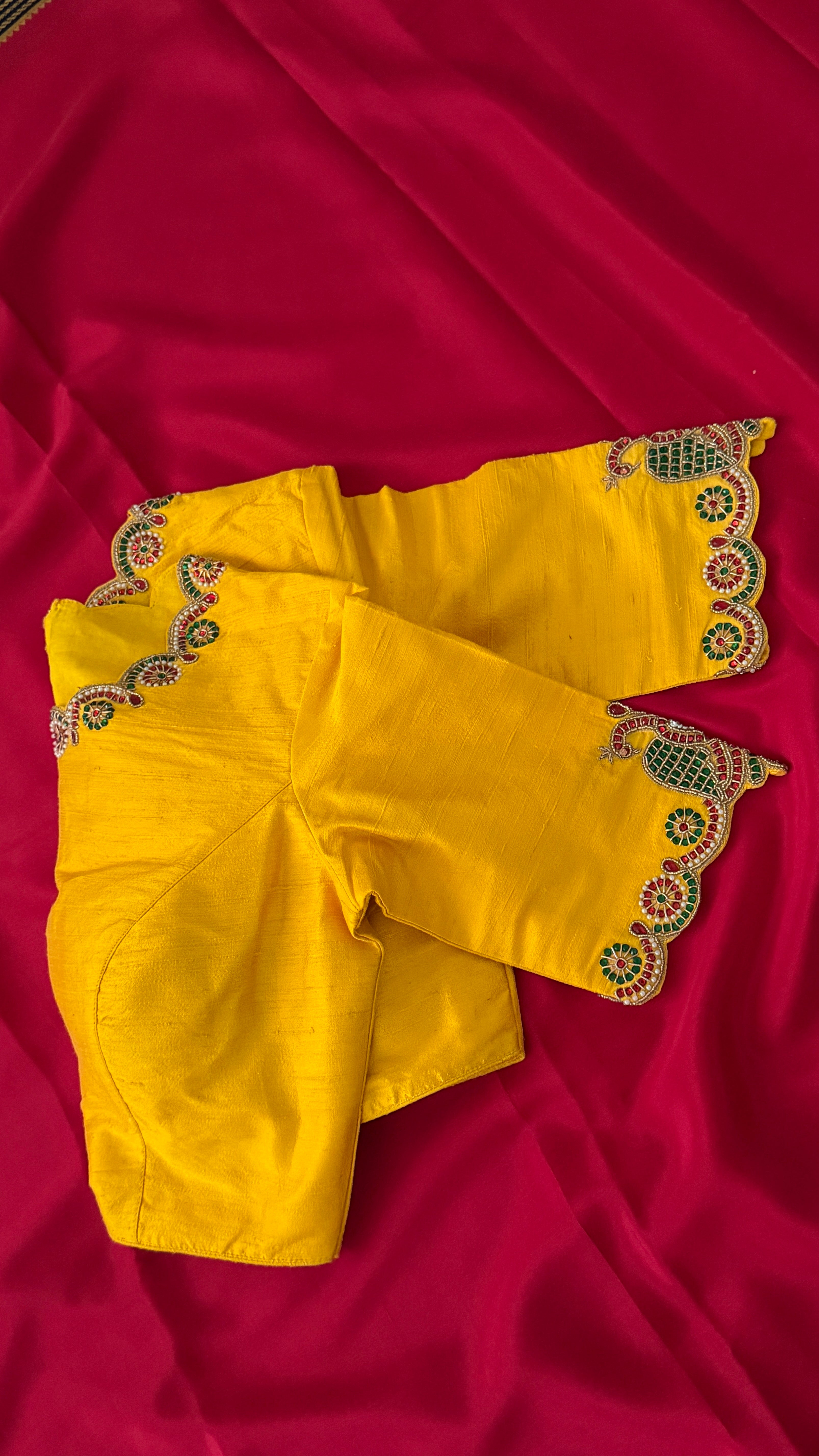 Yellow High-Neck Jewel Blouse