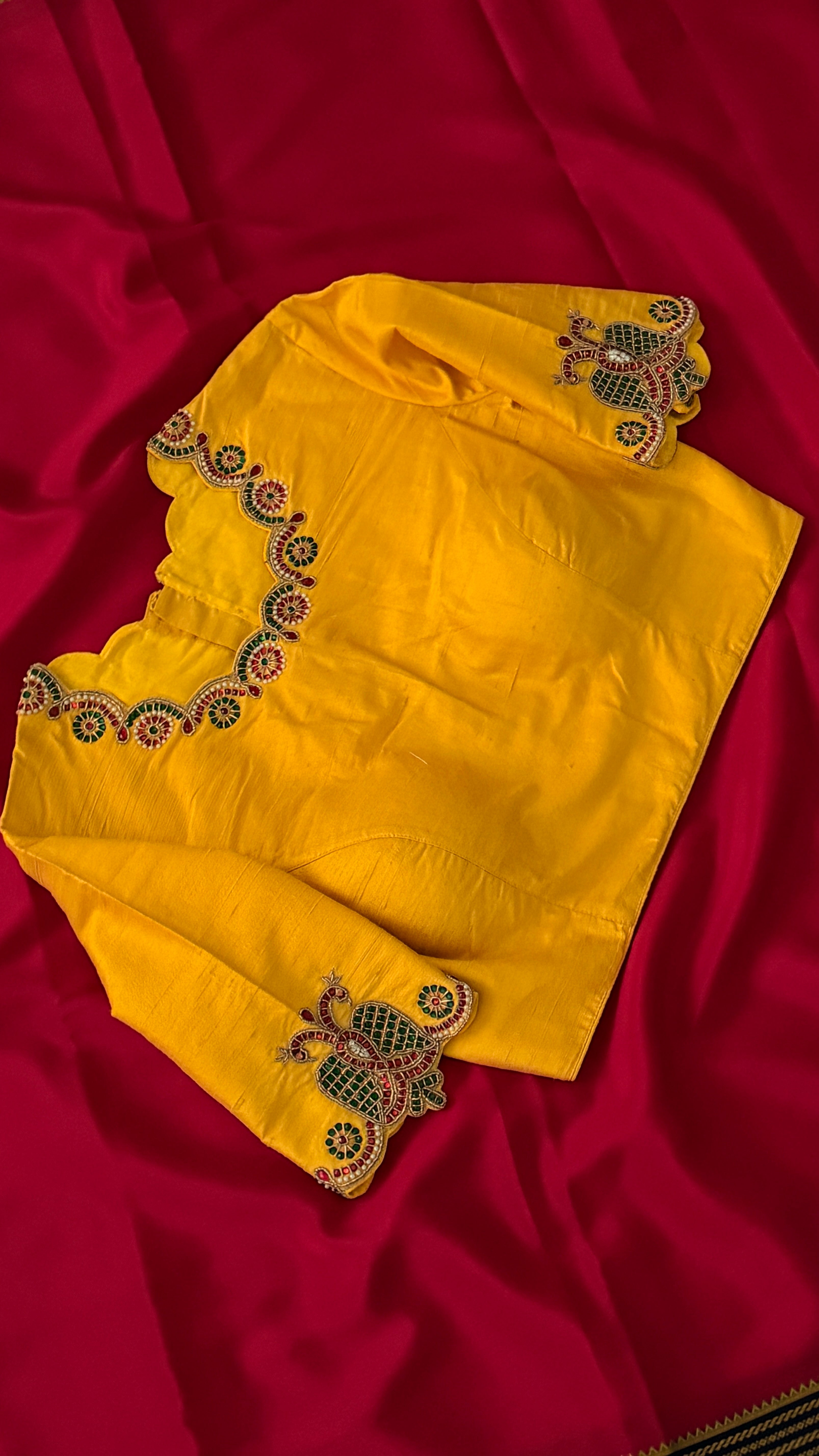 Yellow High-Neck Jewel Blouse