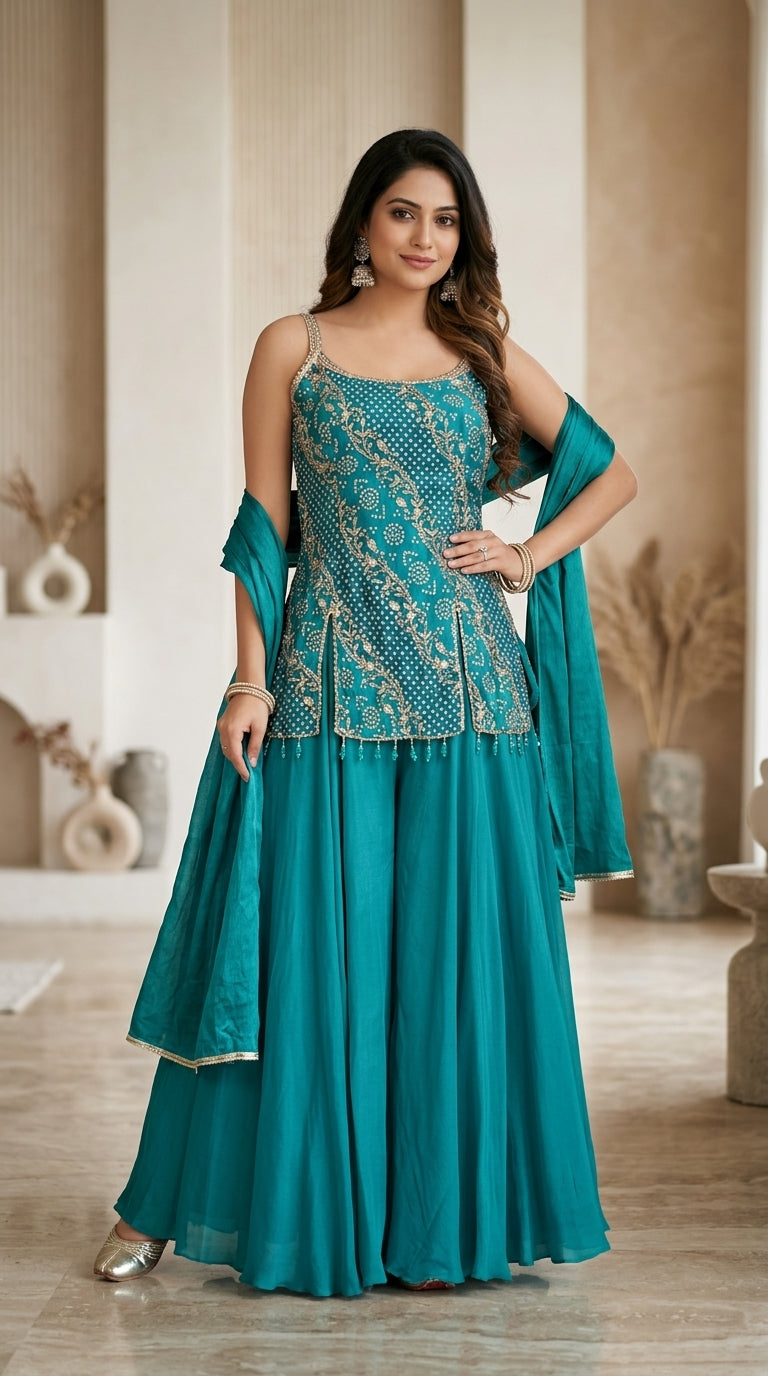 Blue Sharara Suit