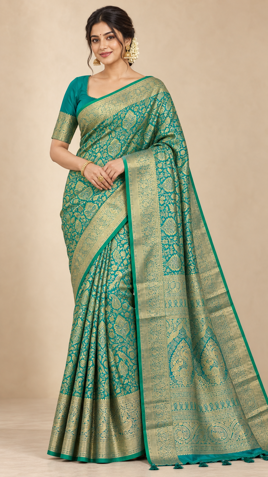 Sea Green Kanchi Silk Saree
