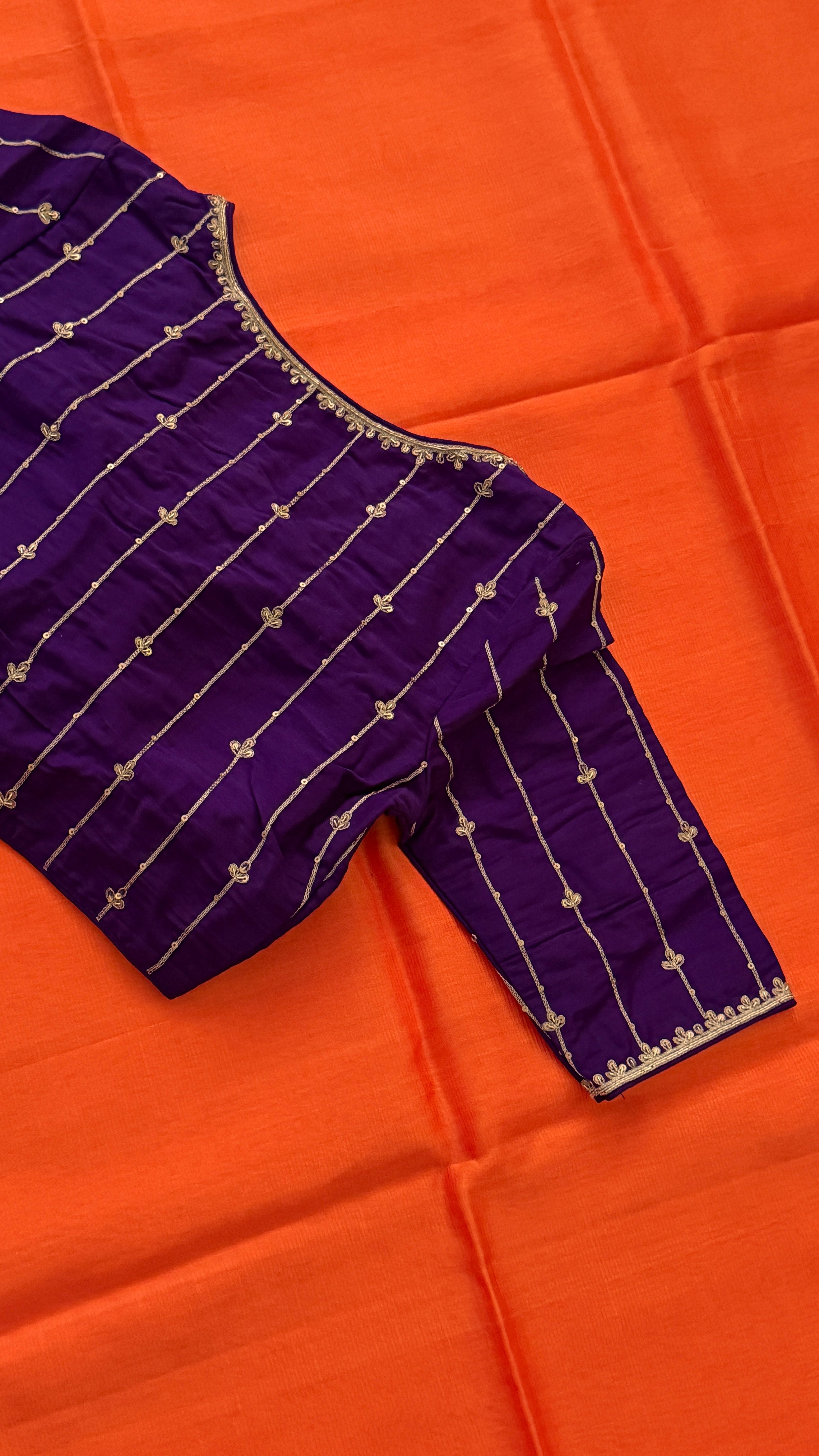 Violet Stripe Embroidery Blouse