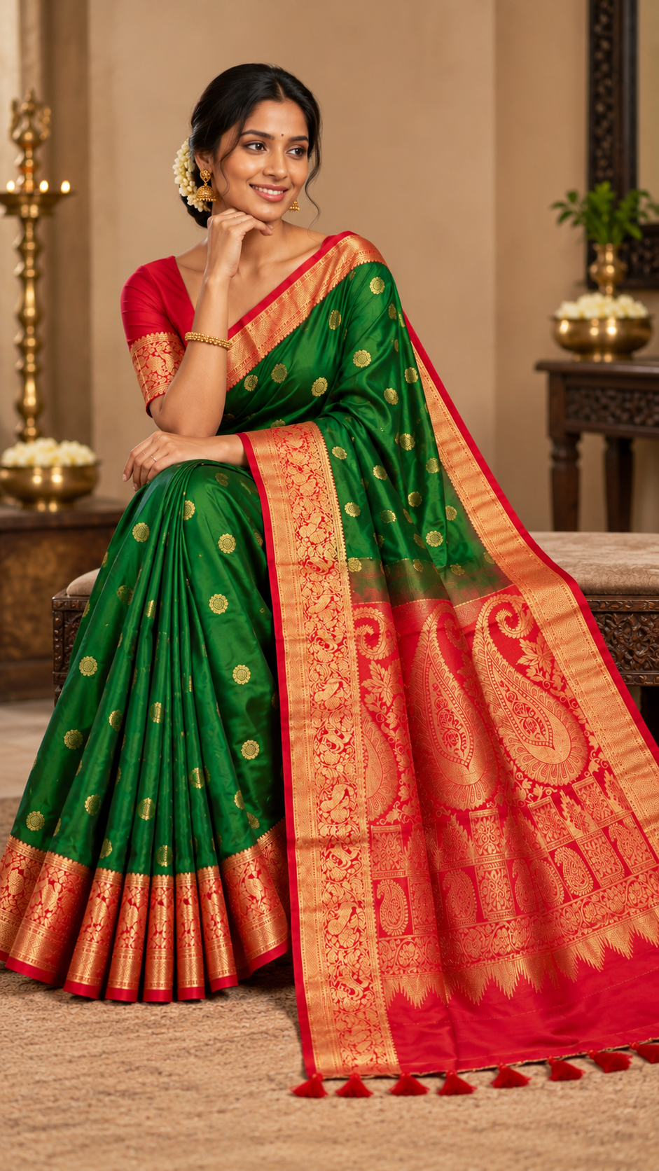 Emerald Green Kanchi Silk Saree