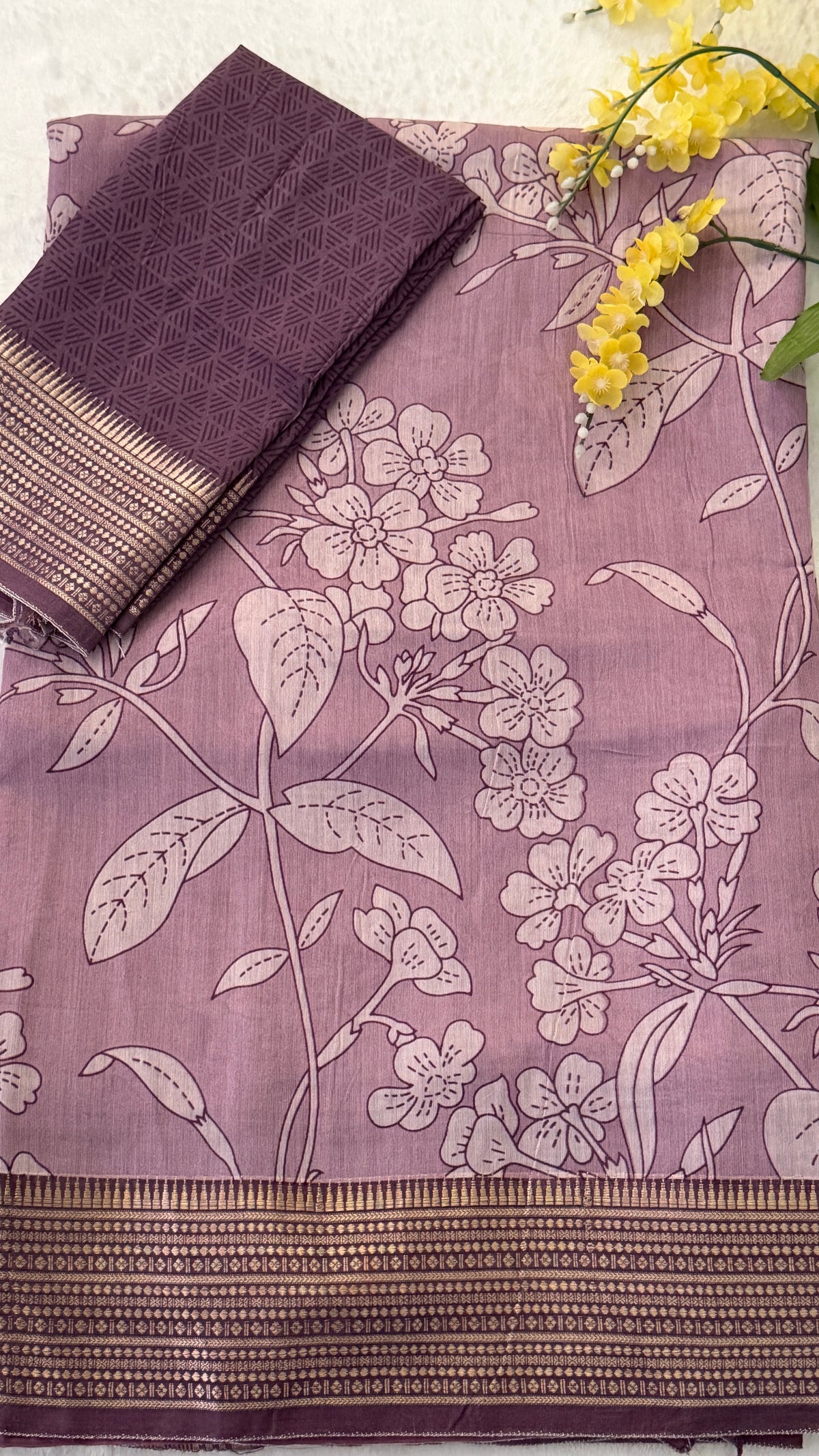 Lavender Soft Cotton Saree