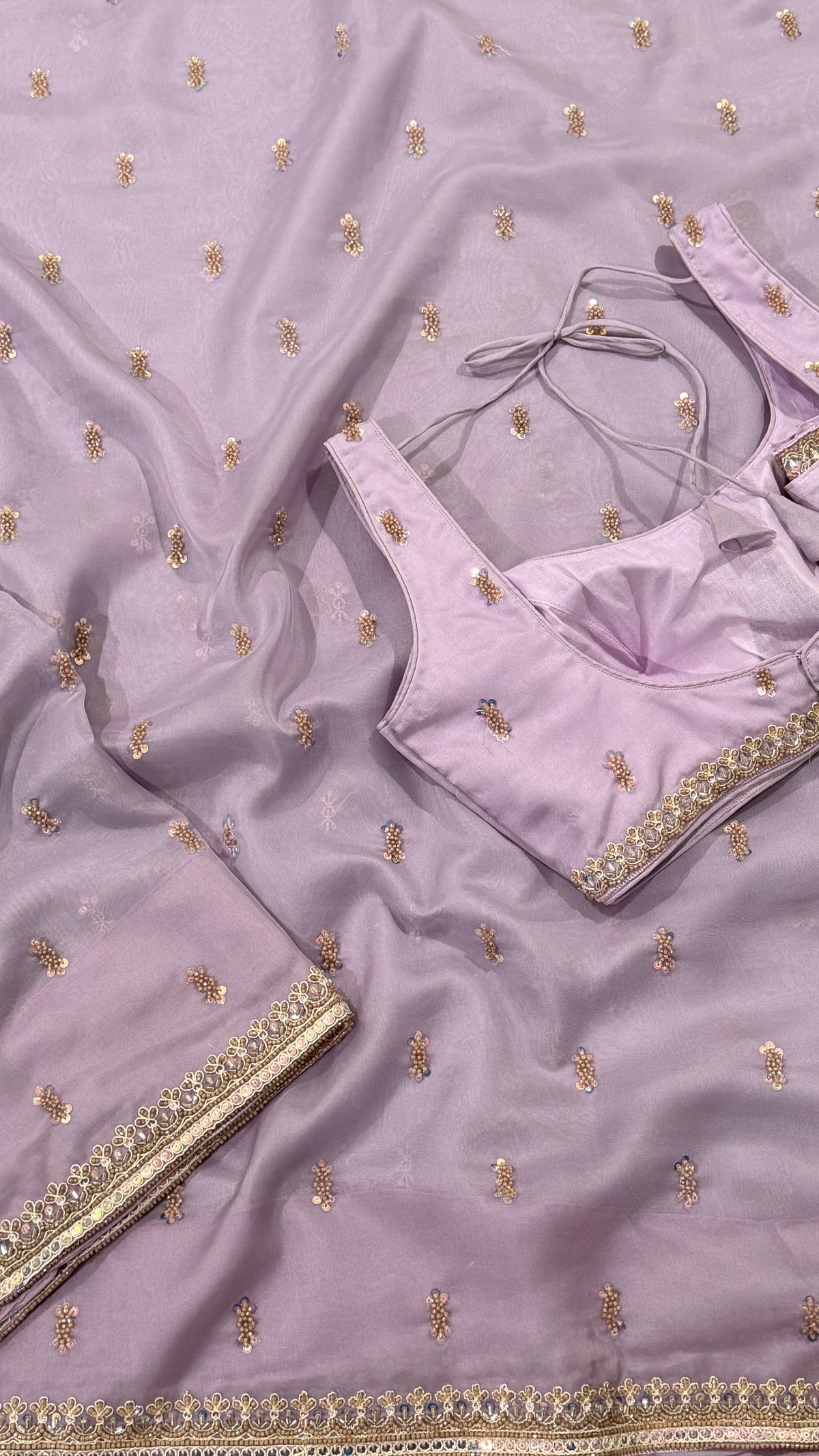 Lilac Organza Fancy Saree