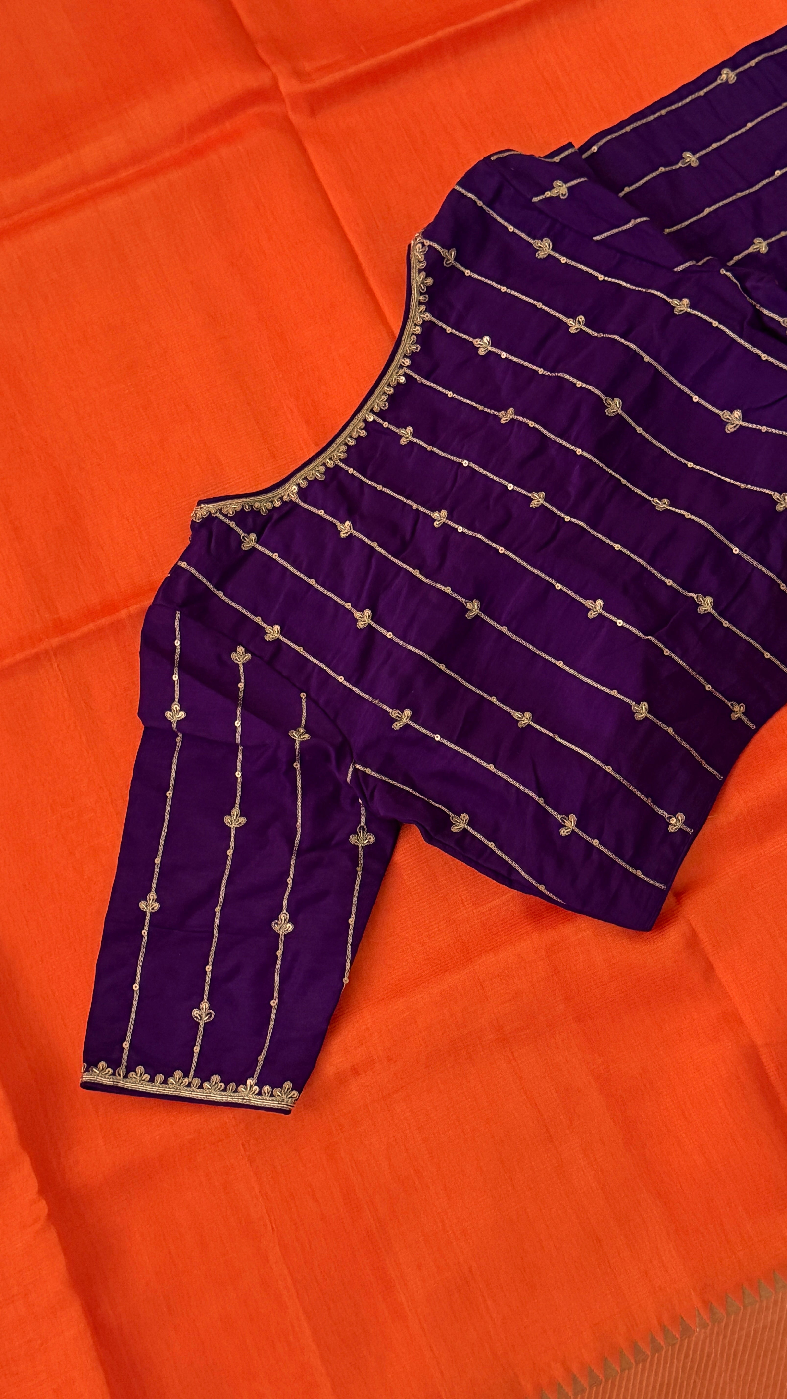 Violet Stripe Embroidery Blouse