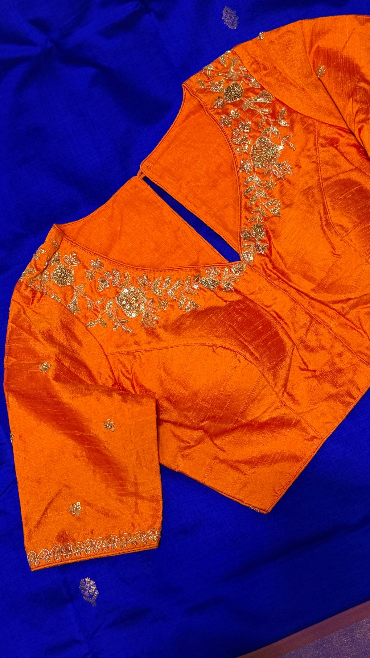 Orange Raw Silk Blouse