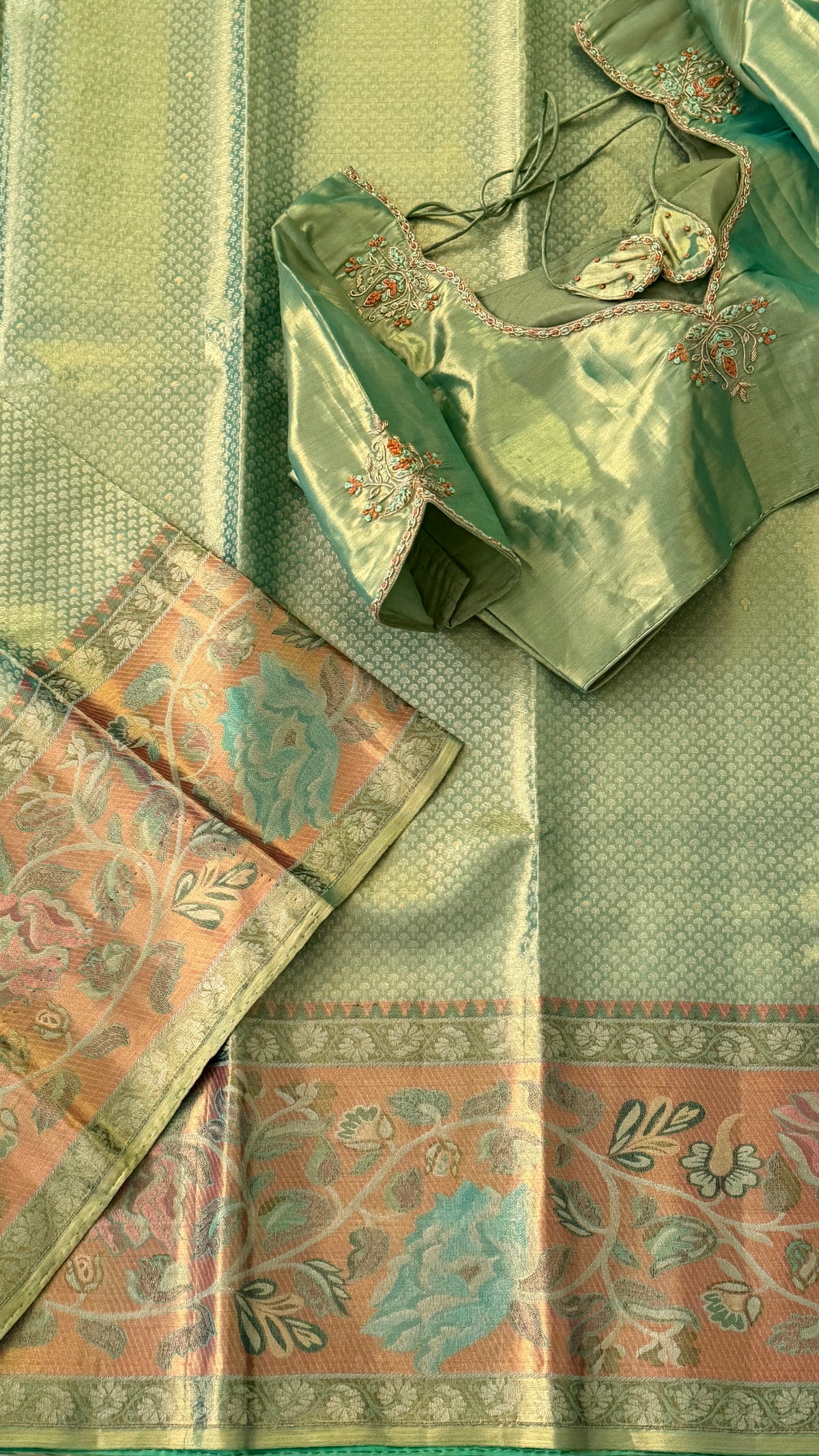 Soft Mint Green Kanchi Silk Saree