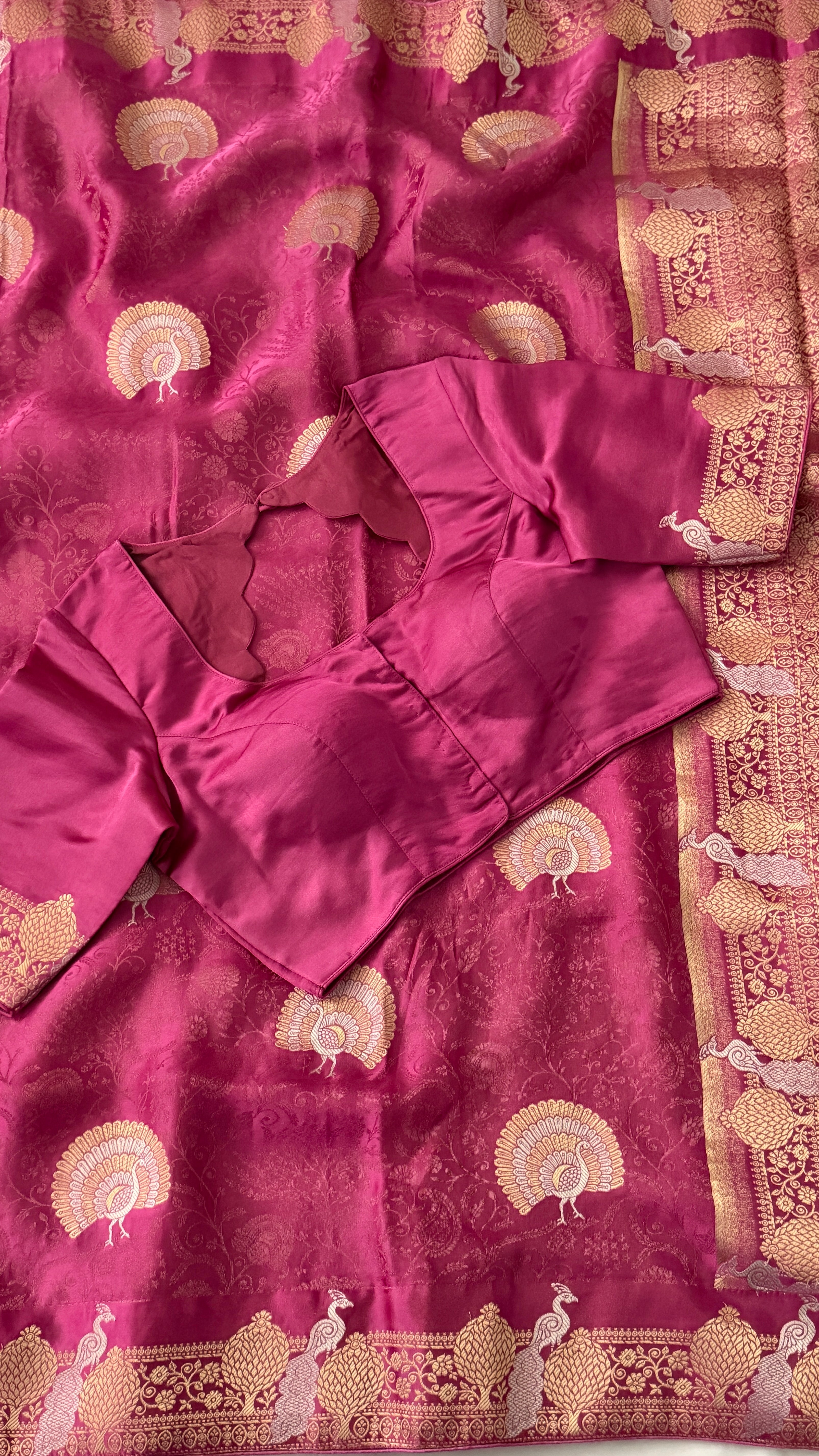 Mauve Banaras Satin SIlk Saree
