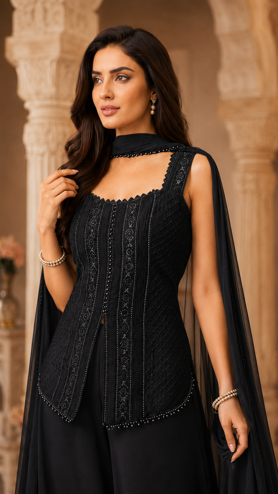 Black Georgette Sharara Suit