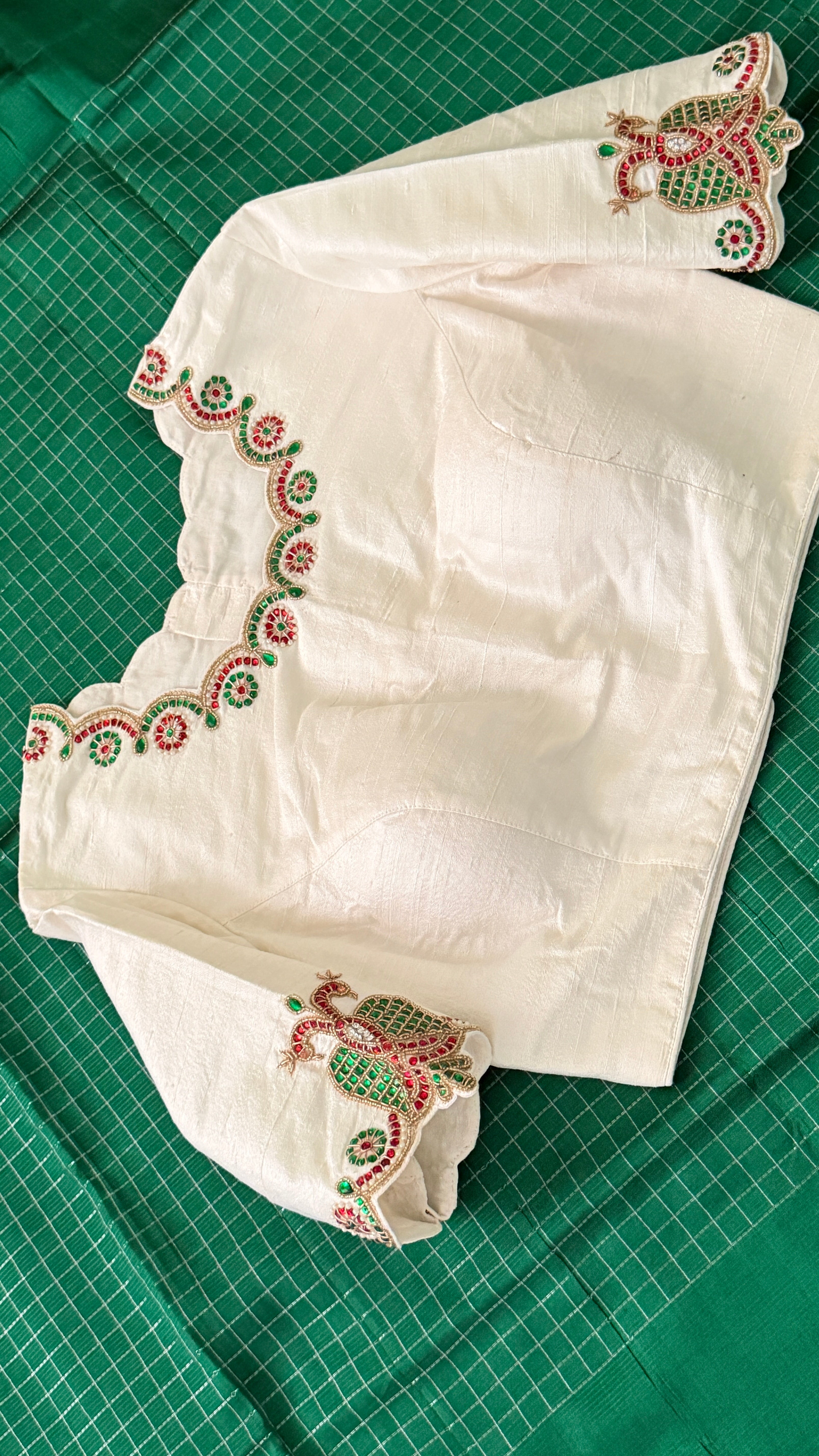 White High-Neck Jewel Blouse