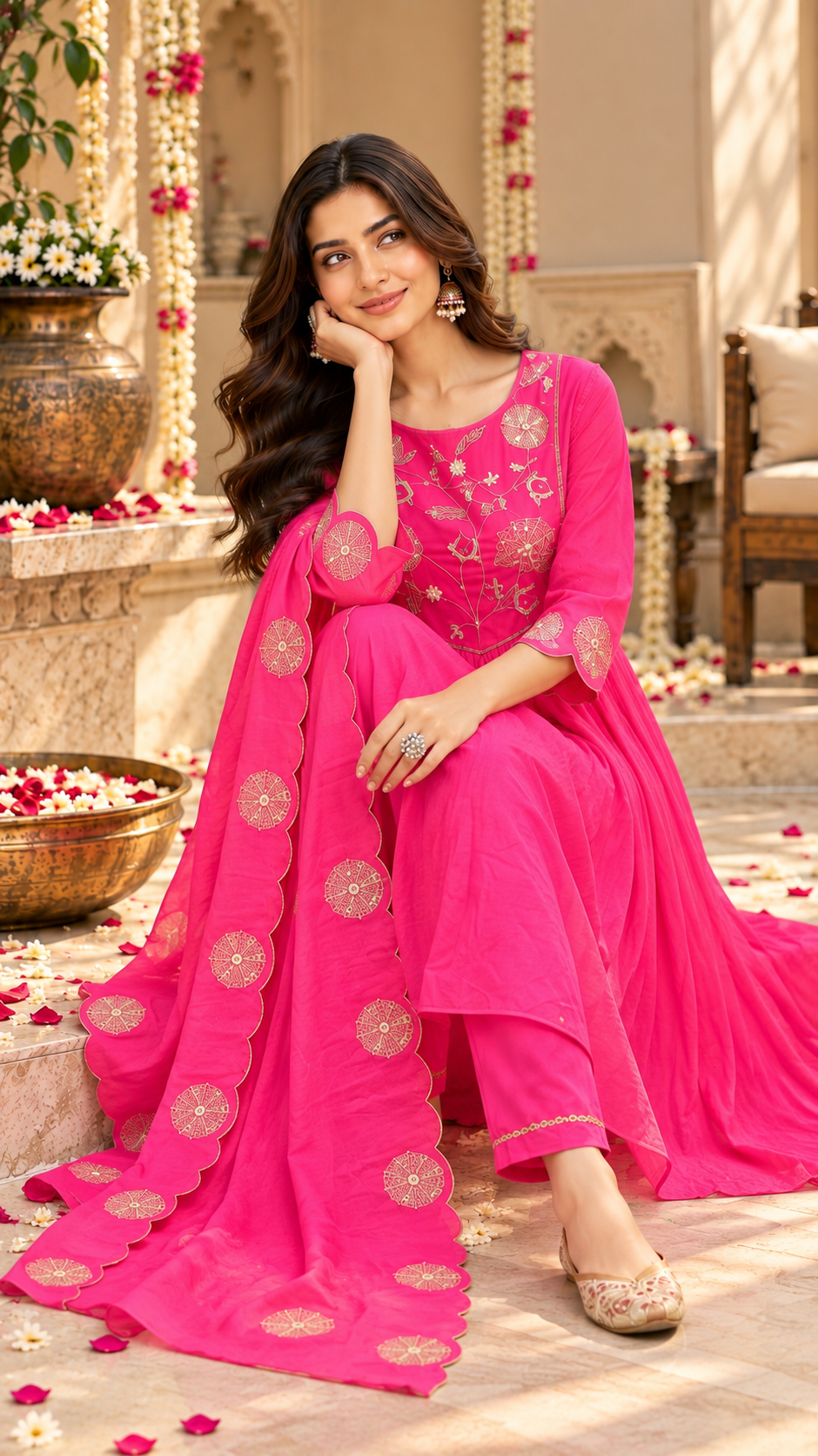 Pink Mul Chanderi Suit